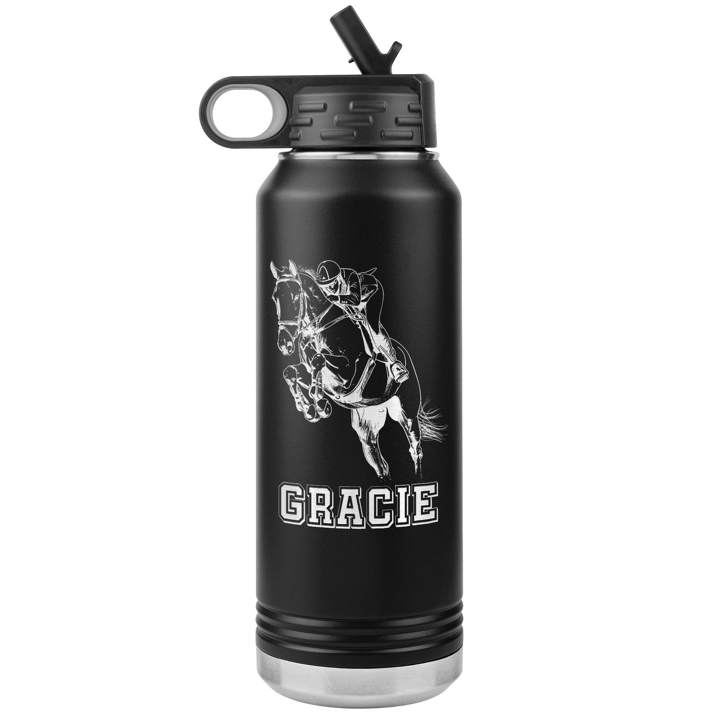 Hunter Jumper 32oz Stainless Steel Water Bottle, Equestrian Water Bottle, Horse Lover - FlooredByArt