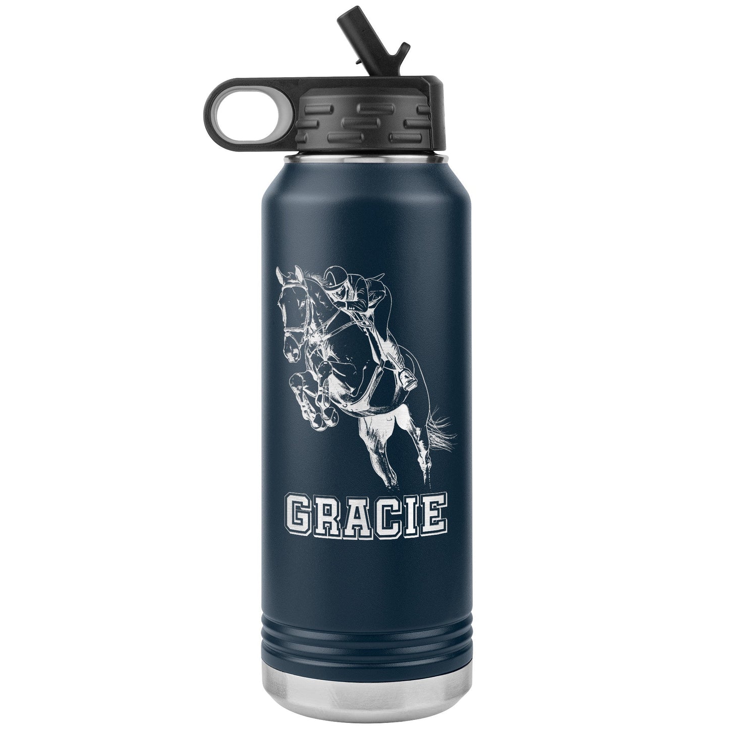 Hunter Jumper 32oz Stainless Steel Water Bottle, Equestrian Water Bottle, Horse Lover - FlooredByArt