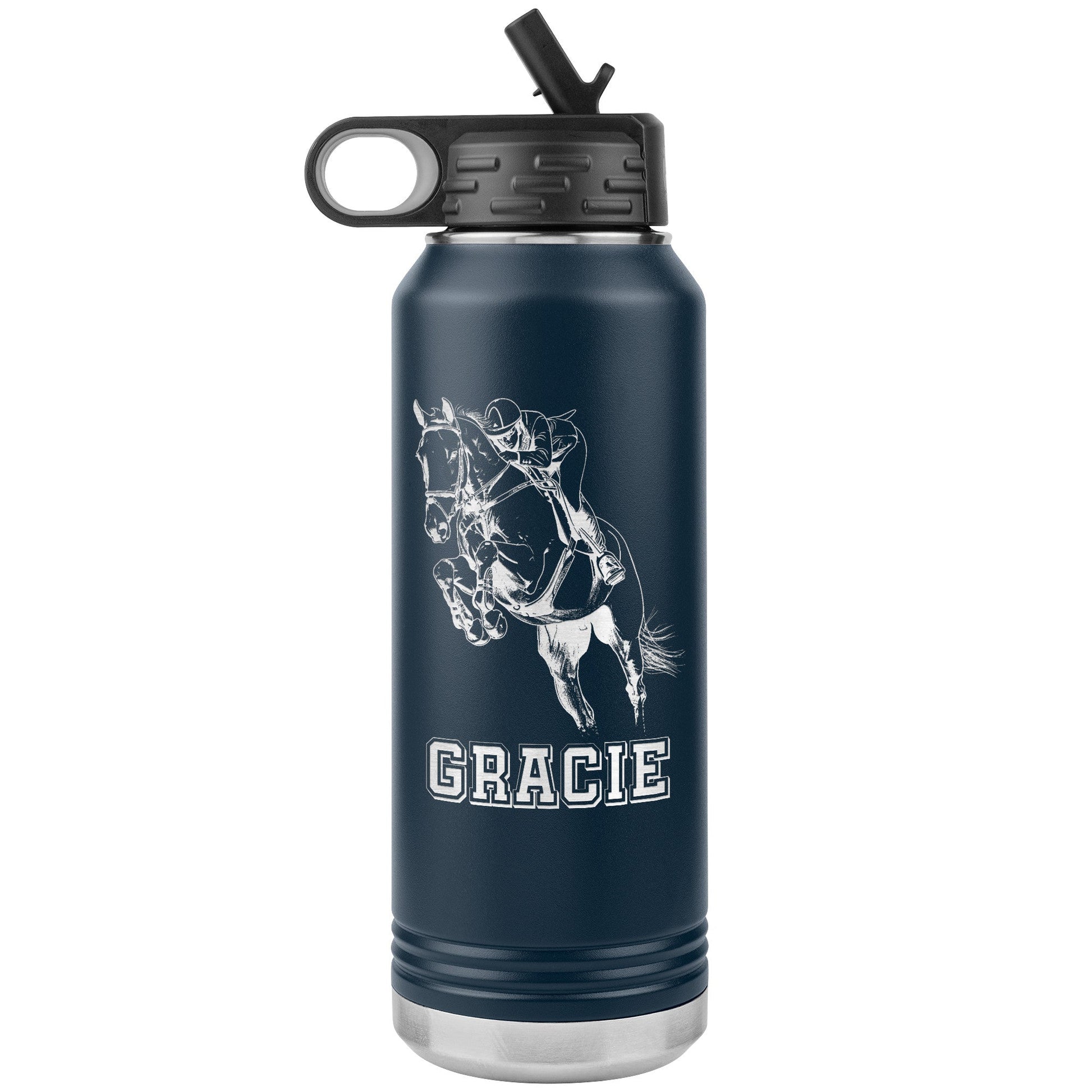 Hunter Jumper 32oz Stainless Steel Water Bottle, Equestrian Water Bottle, Horse Lover - FlooredByArt