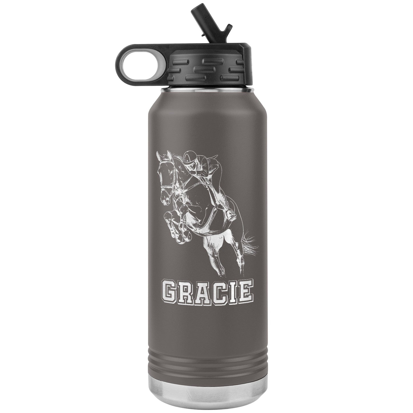 Hunter Jumper 32oz Stainless Steel Water Bottle, Equestrian Water Bottle, Horse Lover - FlooredByArt