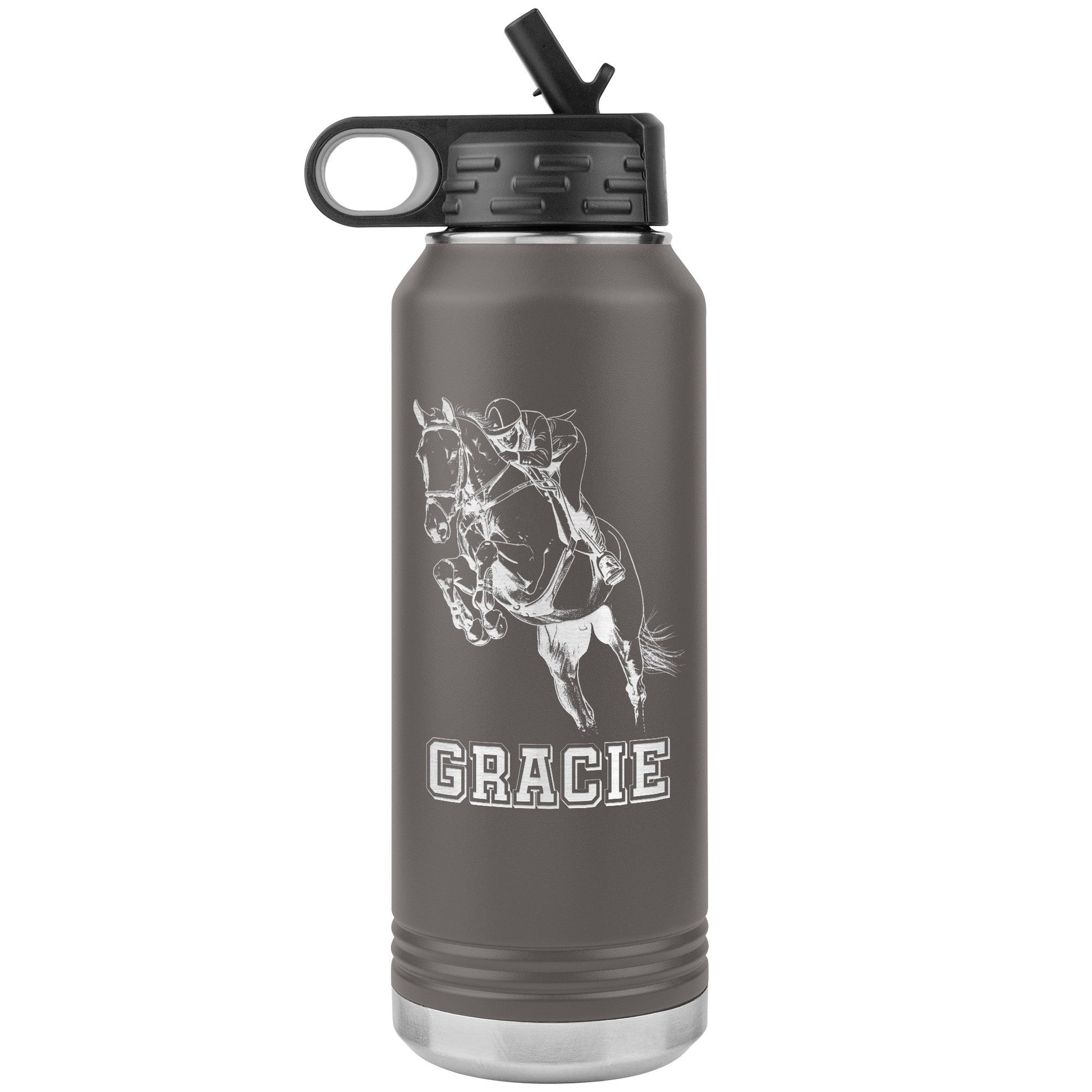 Hunter Jumper 32oz Stainless Steel Water Bottle, Equestrian Water Bottle, Horse Lover - FlooredByArt