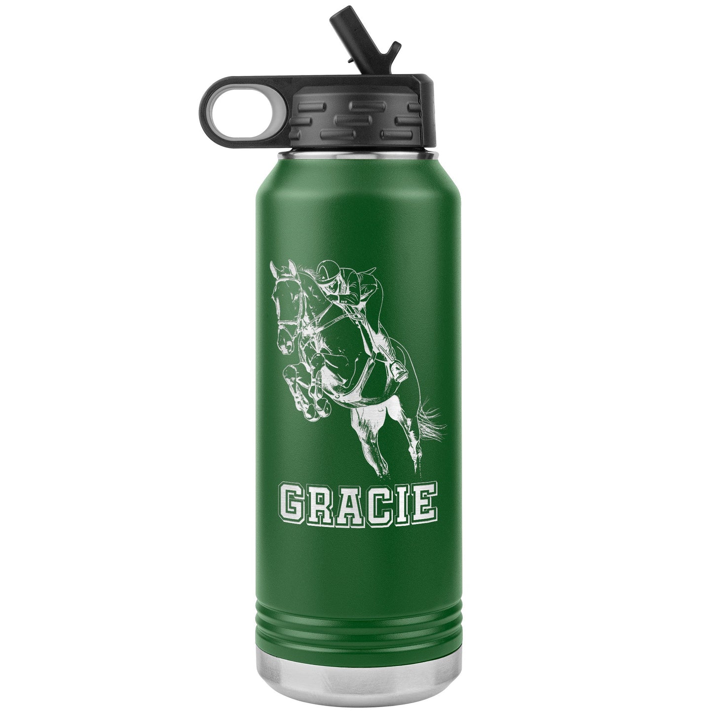 Hunter Jumper 32oz Stainless Steel Water Bottle, Equestrian Water Bottle, Horse Lover - FlooredByArt