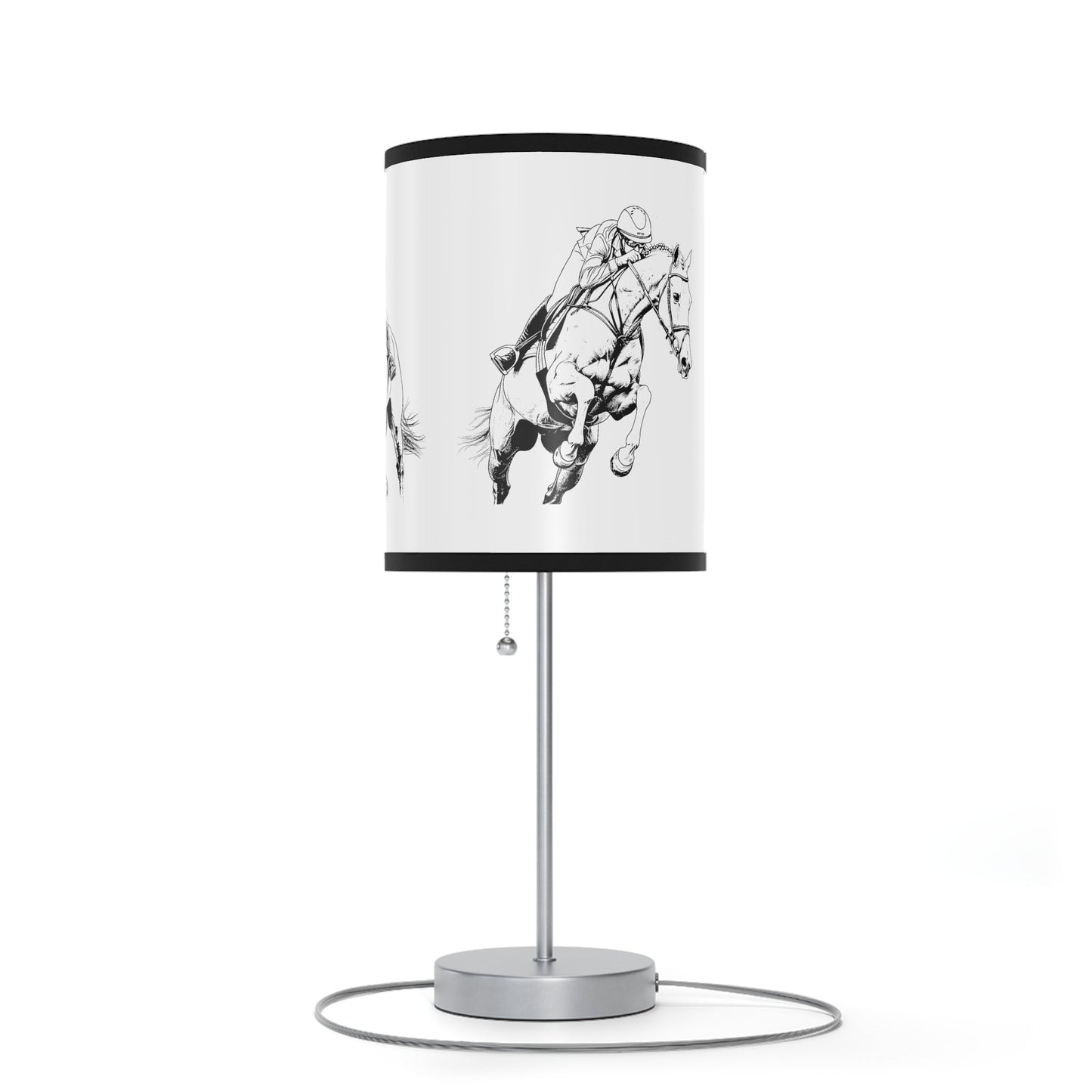Hunter Jumper Horse Art Lamp, Horse Line Art Accent Lamp, 3 Hunters - FlooredByArt