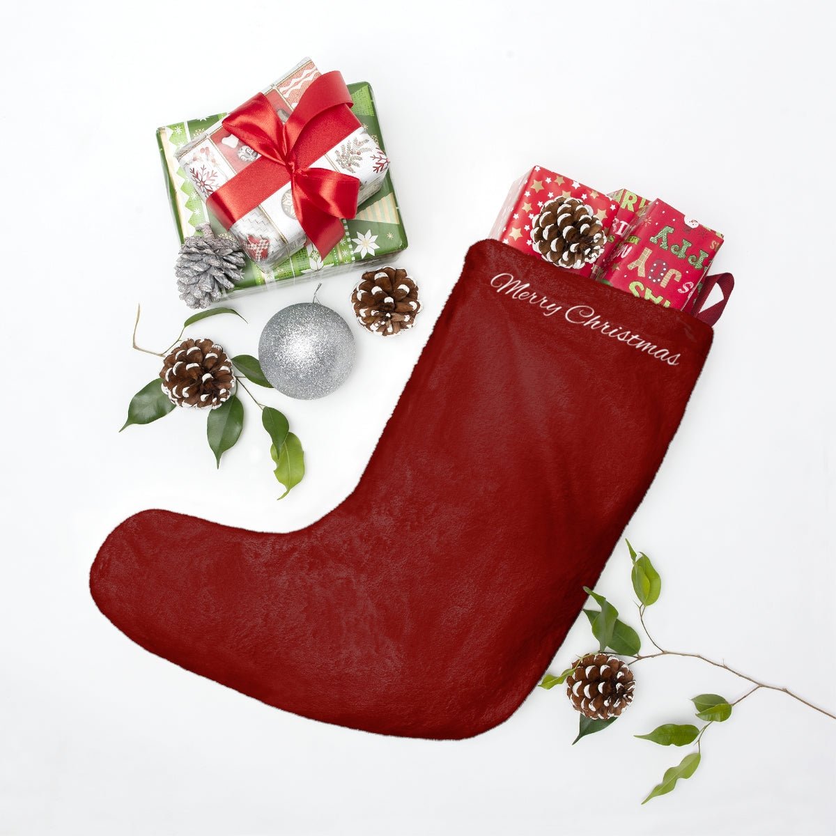 Kitten Cat Christmas Stocking, Tabby Kitten Stocking, Personalized Cat Art Stockings - FlooredByArt