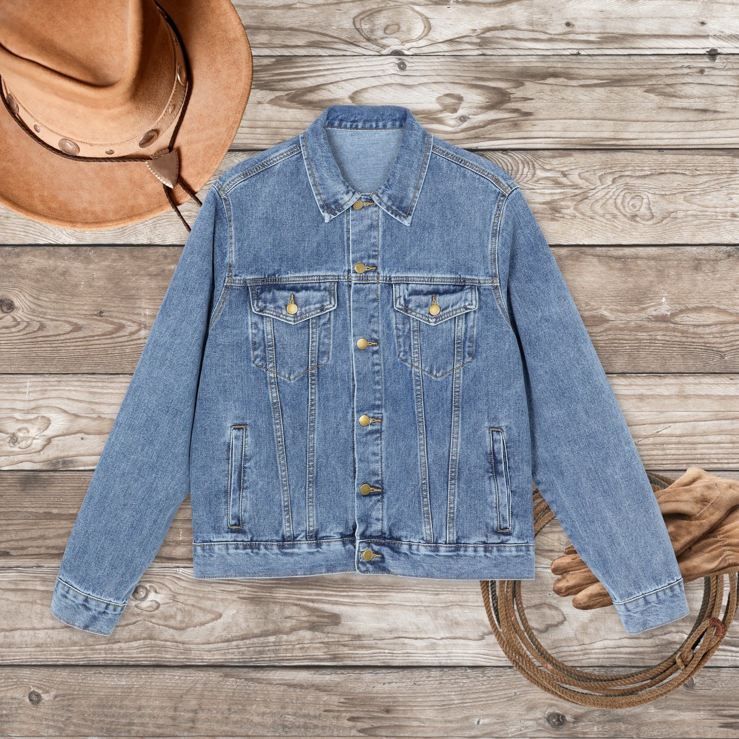 Mens or Womens American Flag Jean Jacket, Cotton Denim American Flag and Eagle, Light Jacket, USA - FlooredByArt