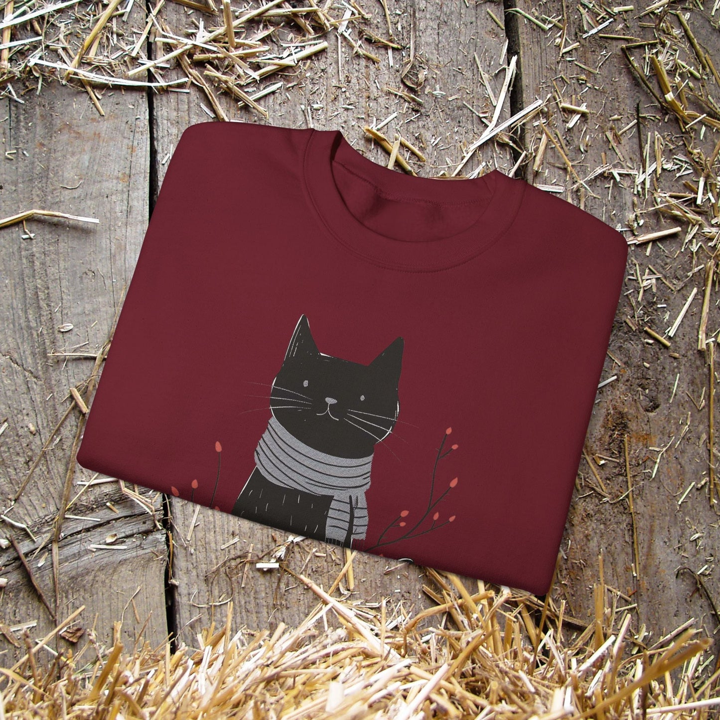 Minimalist Cat Sweatshirt, Cute Black Cat Shirt, Dapper Dressed Country Cat - FlooredByArt