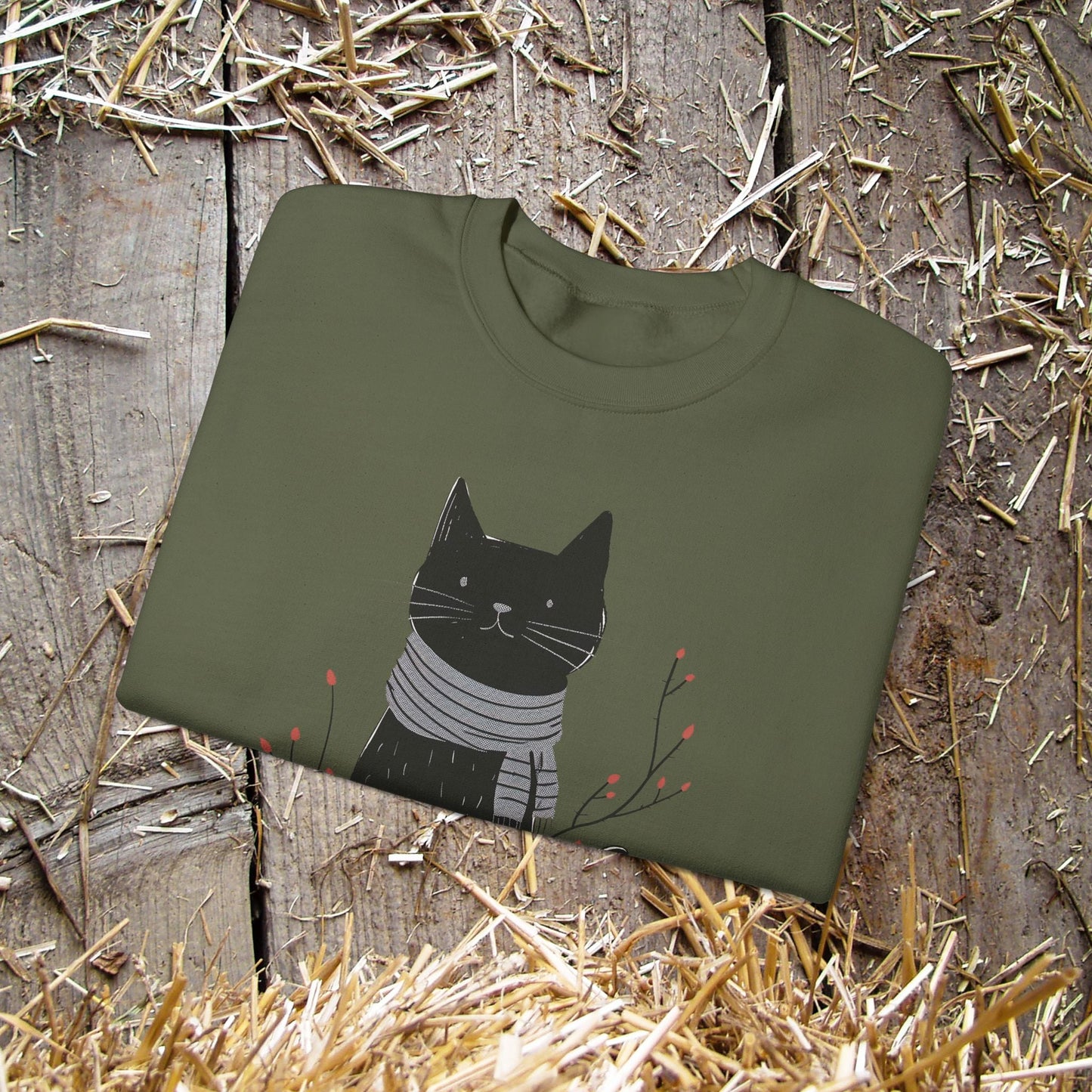 Minimalist Cat Sweatshirt, Cute Black Cat Shirt, Dapper Dressed Country Cat - FlooredByArt