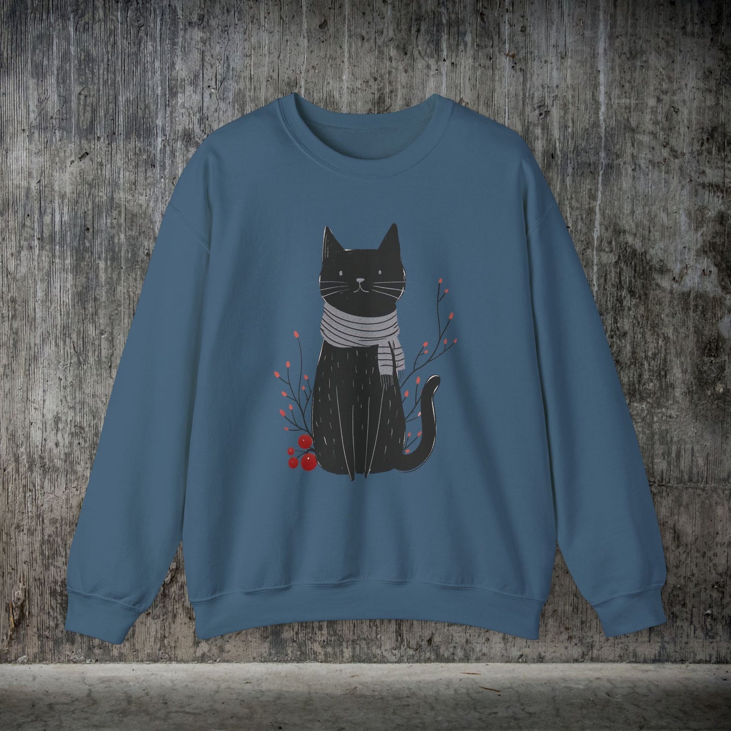 Minimalist Cat Sweatshirt, Cute Black Cat Shirt, Dapper Dressed Country Cat - FlooredByArt