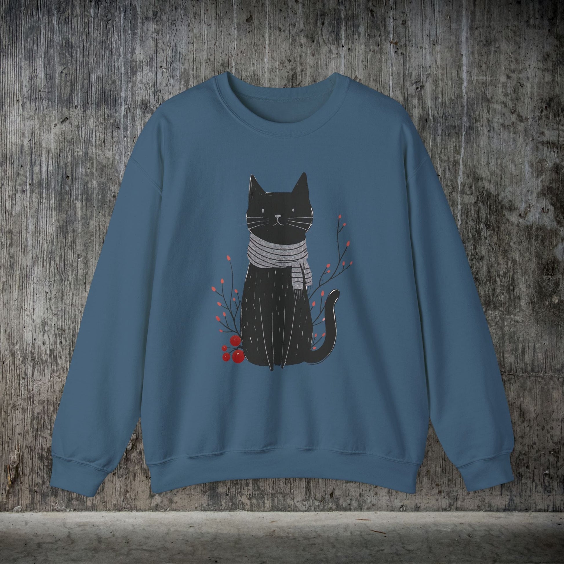 Minimalist Cat Sweatshirt, Cute Black Cat Shirt, Dapper Dressed Country Cat - FlooredByArt