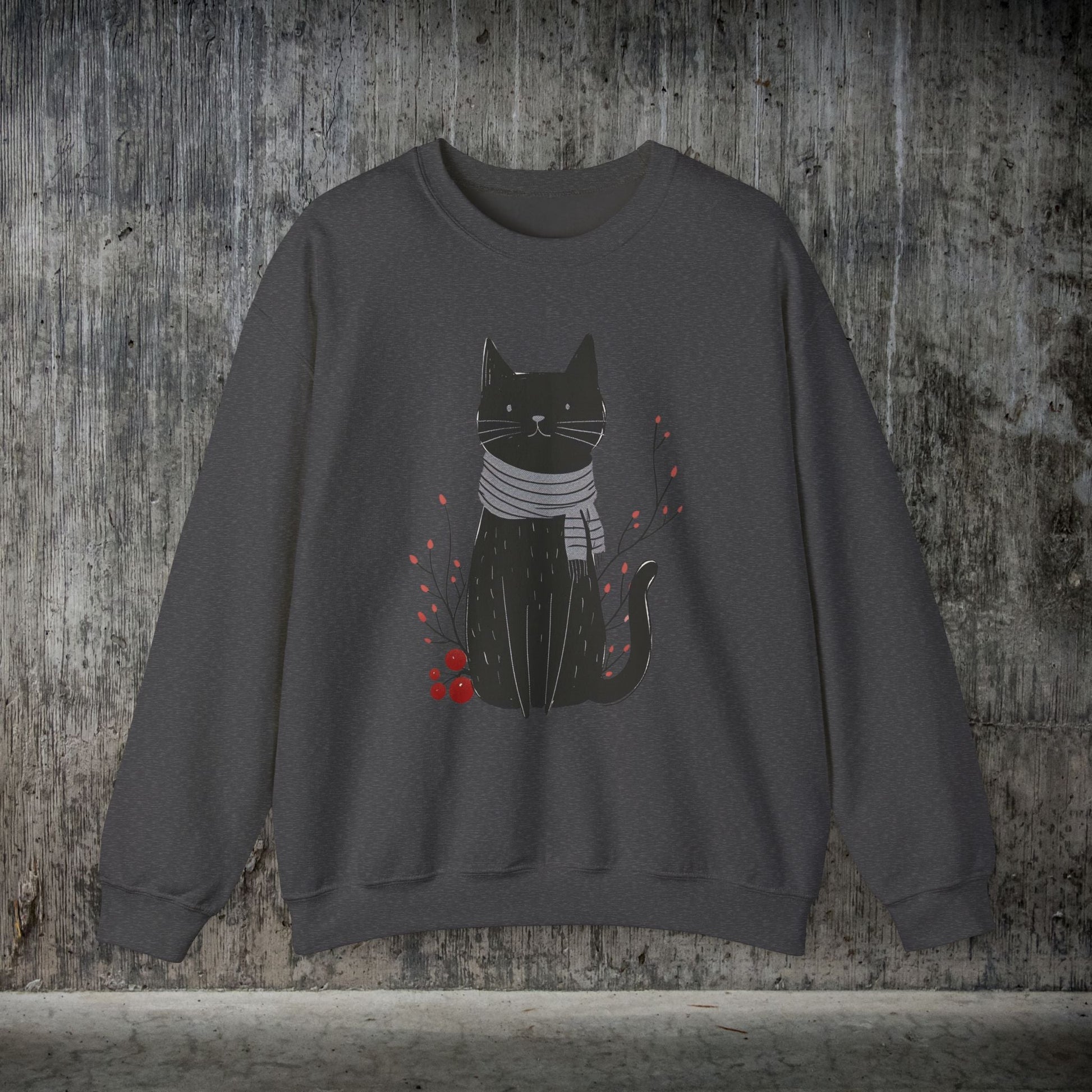Minimalist Cat Sweatshirt, Cute Black Cat Shirt, Dapper Dressed Country Cat - FlooredByArt