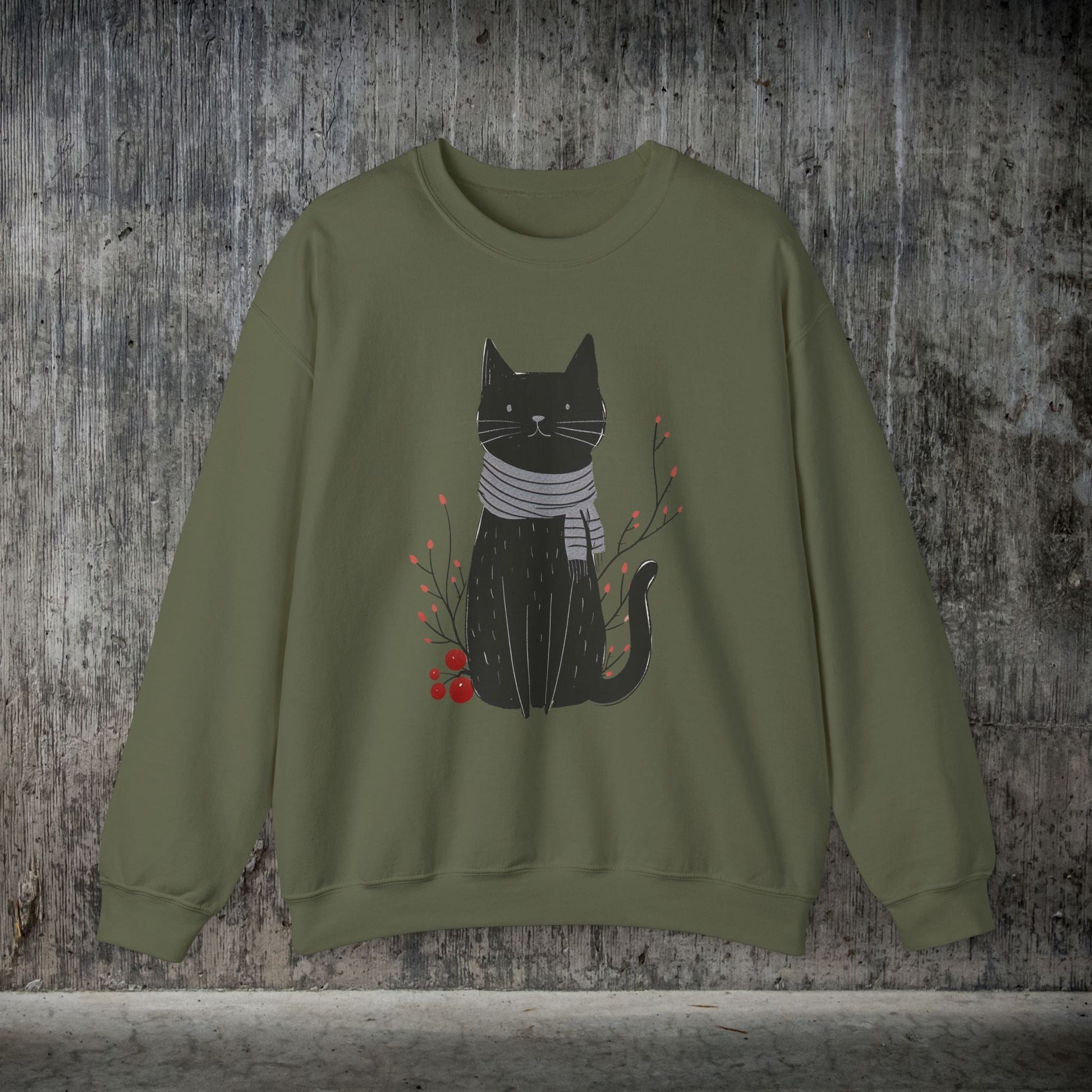 Minimalist Cat Sweatshirt, Cute Black Cat Shirt, Dapper Dressed Country Cat - FlooredByArt