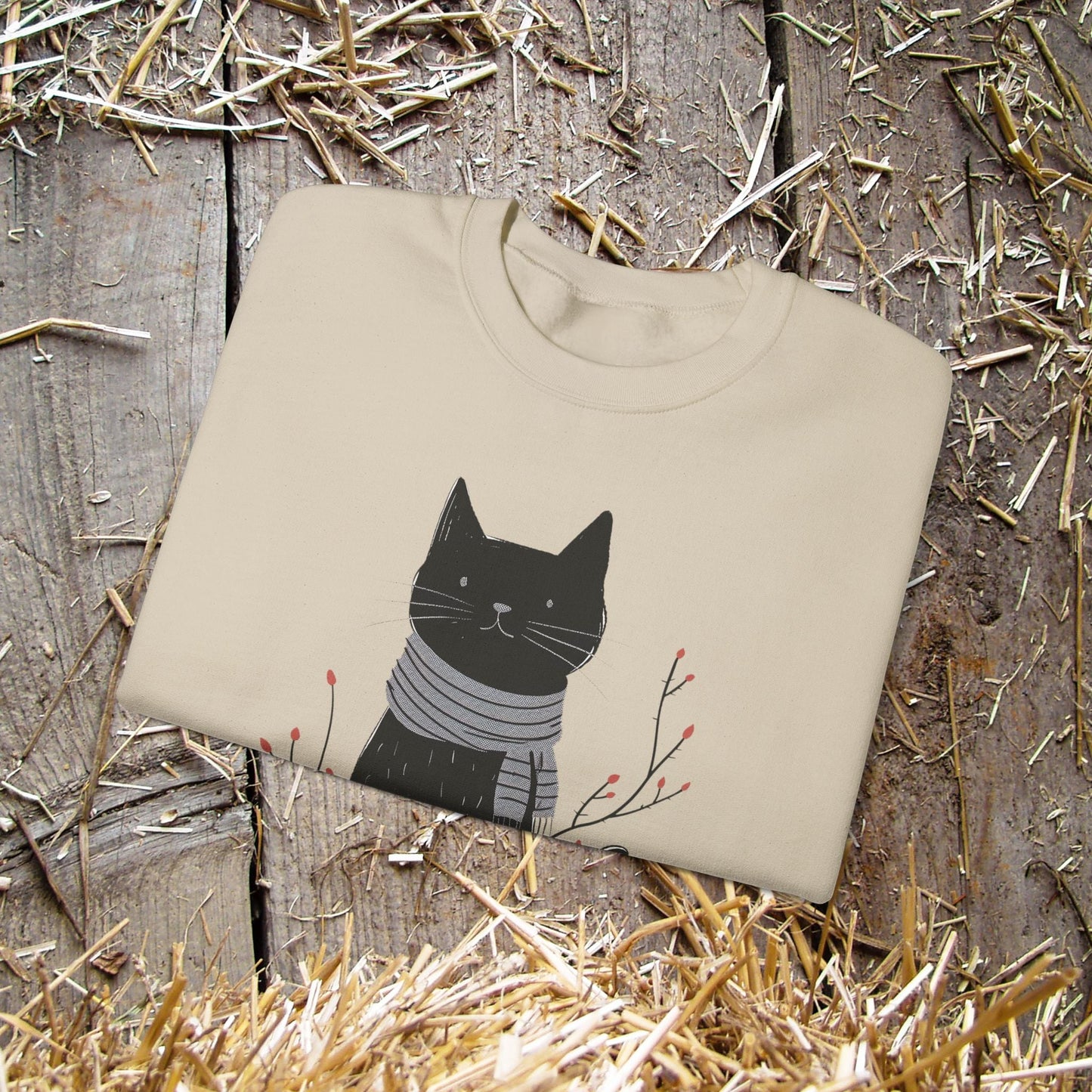 Minimalist Cat Sweatshirt, Cute Black Cat Shirt, Dapper Dressed Country Cat - FlooredByArt