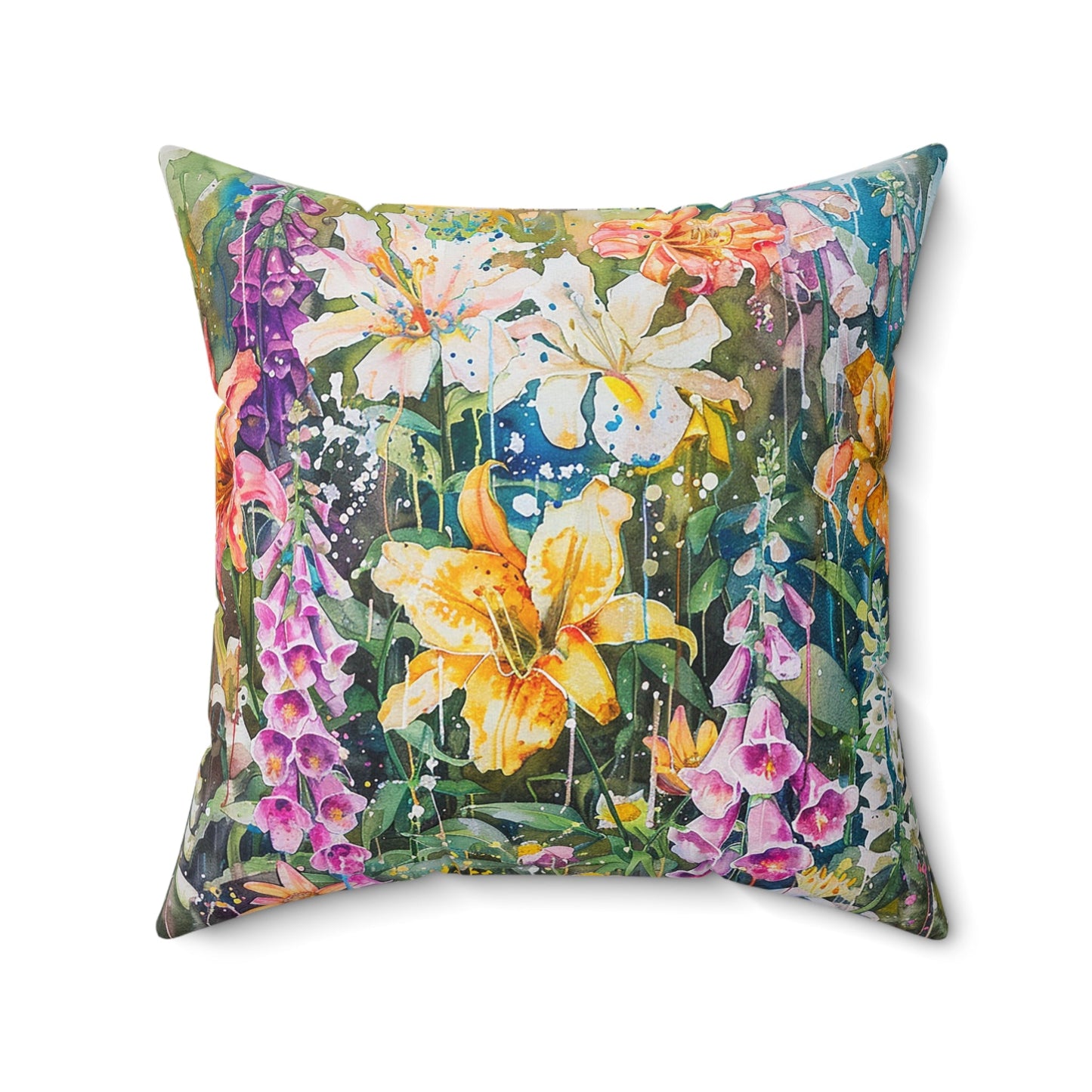 Mom's Summer Floral Garden Throw Pillow, Boho Electic Garden Decor - FlooredByArt