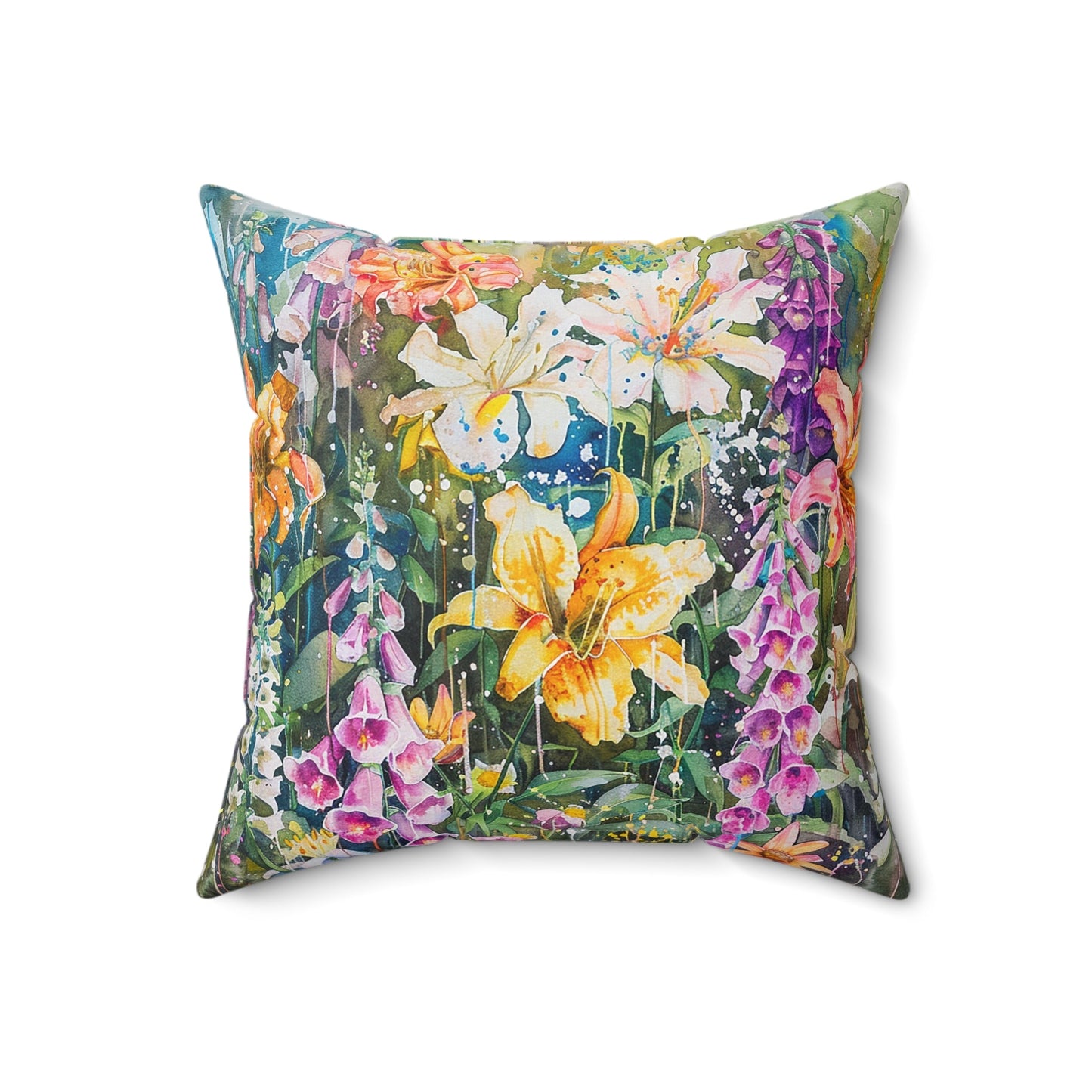 Mom's Summer Floral Garden Throw Pillow, Boho Electic Garden Decor - FlooredByArt