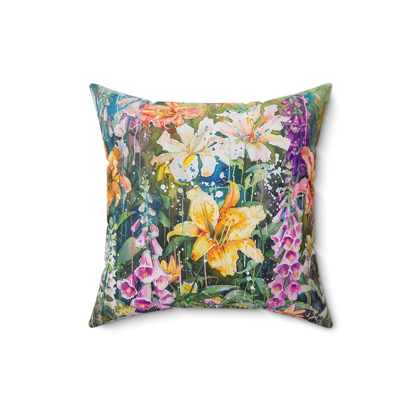 Mom's Summer Floral Garden Throw Pillow, Boho Electic Garden Decor - FlooredByArt