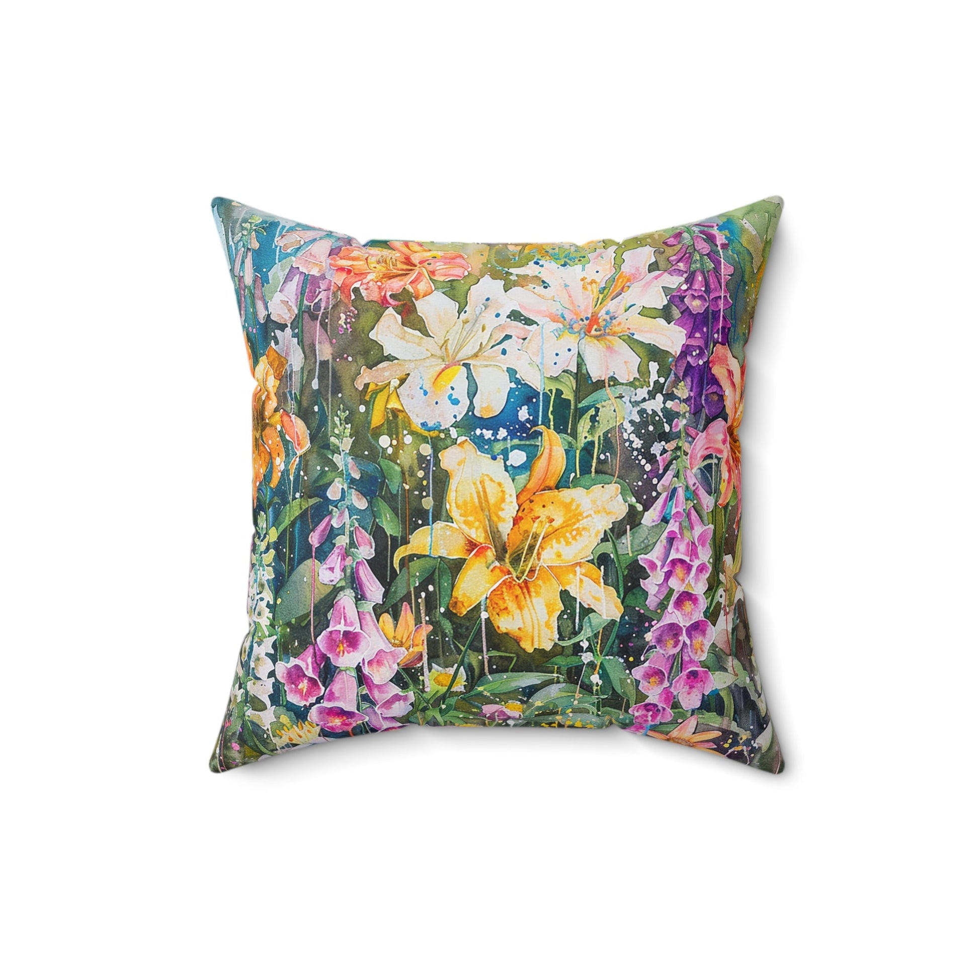 Mom's Summer Floral Garden Throw Pillow, Boho Electic Garden Decor - FlooredByArt
