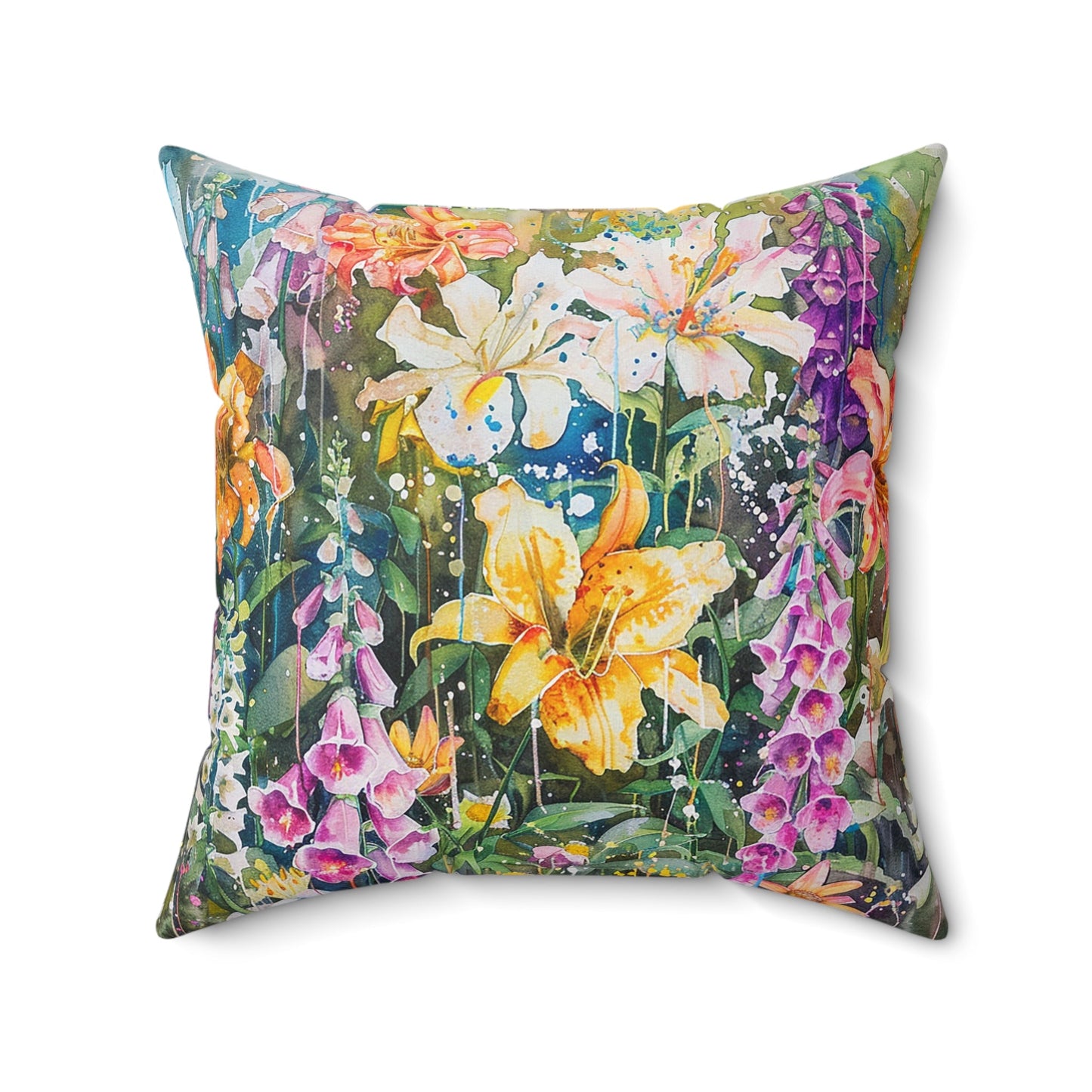 Mom's Summer Floral Garden Throw Pillow, Boho Electic Garden Decor - FlooredByArt