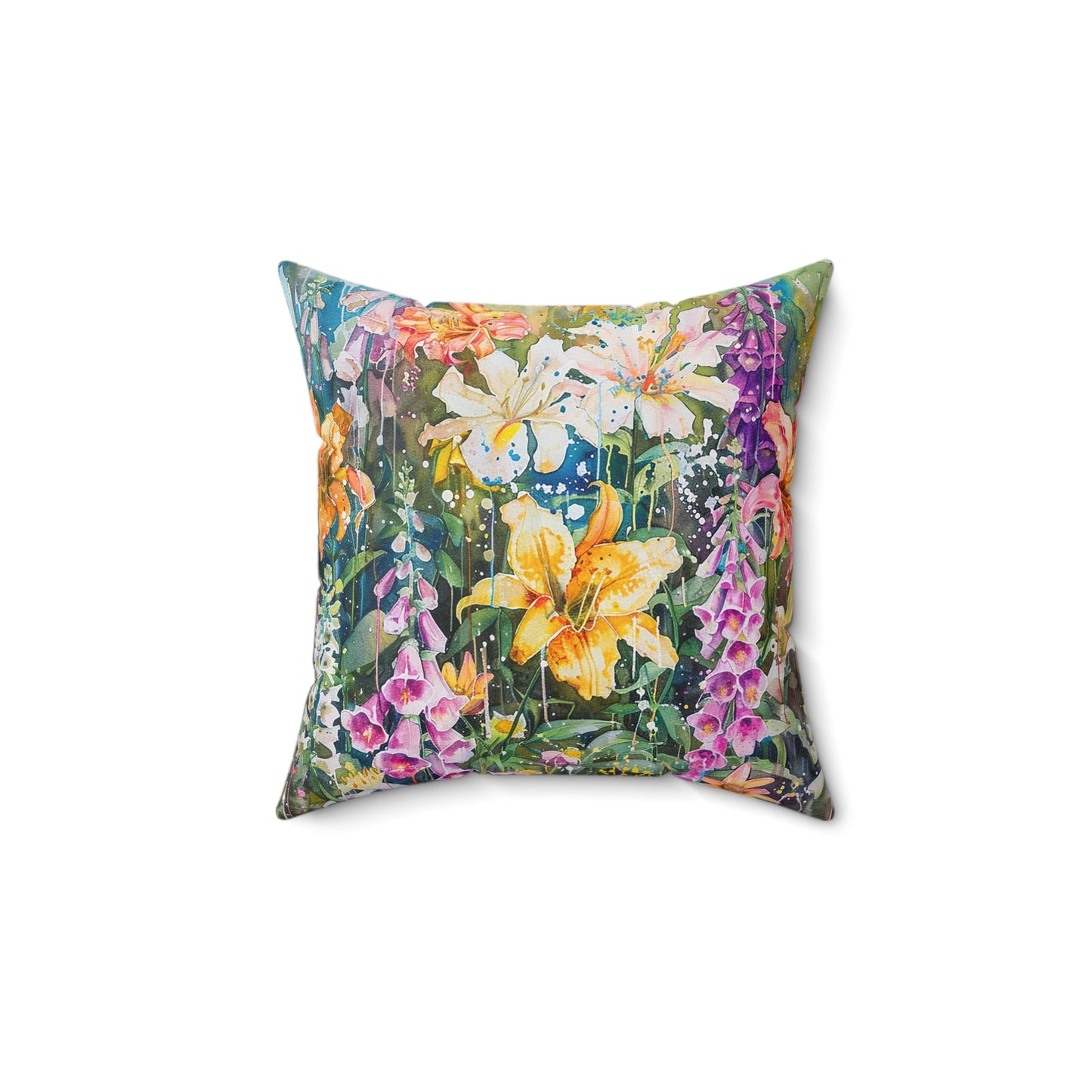 Mom's Summer Floral Garden Throw Pillow, Boho Electic Garden Decor - FlooredByArt