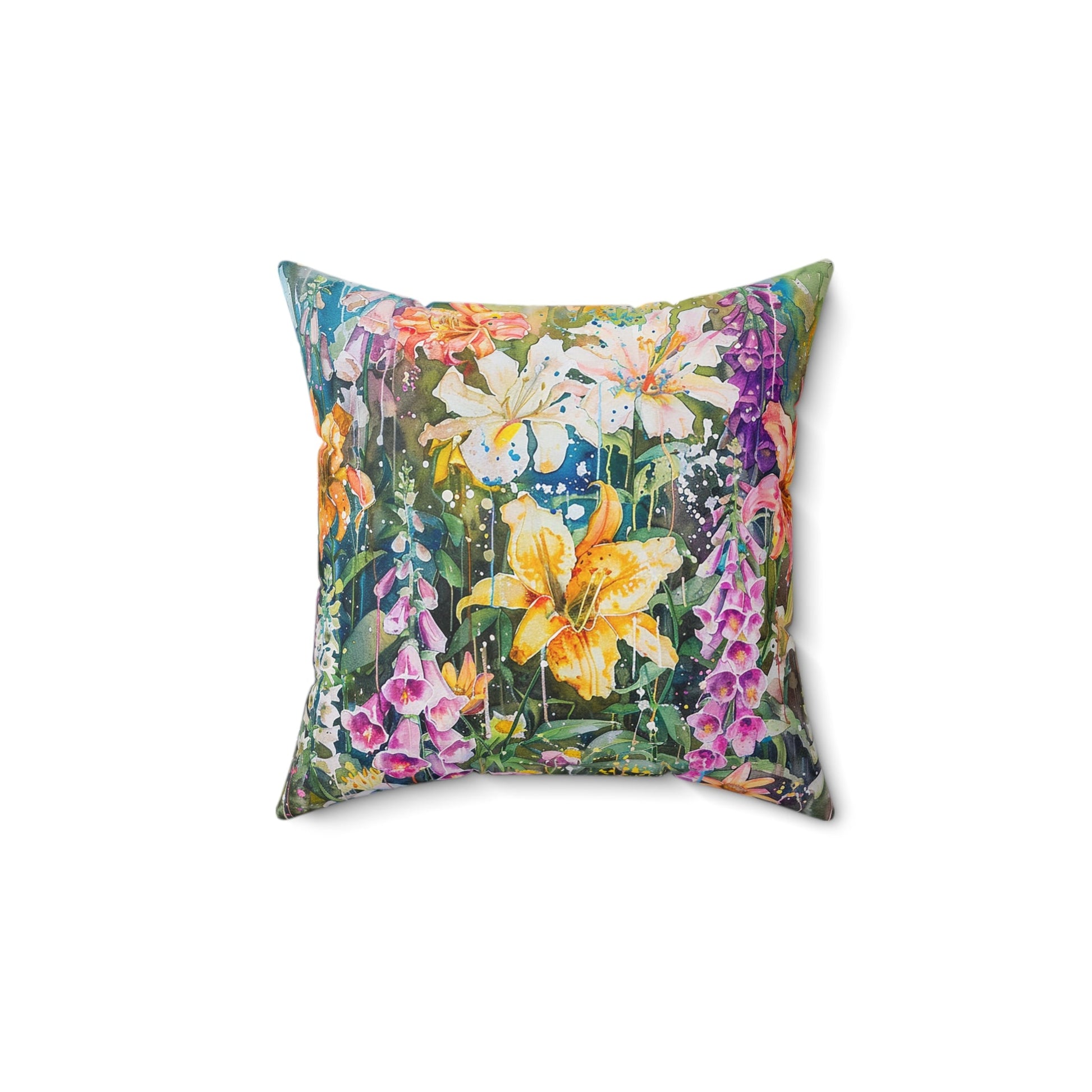 Mom's Summer Floral Garden Throw Pillow, Boho Electic Garden Decor - FlooredByArt
