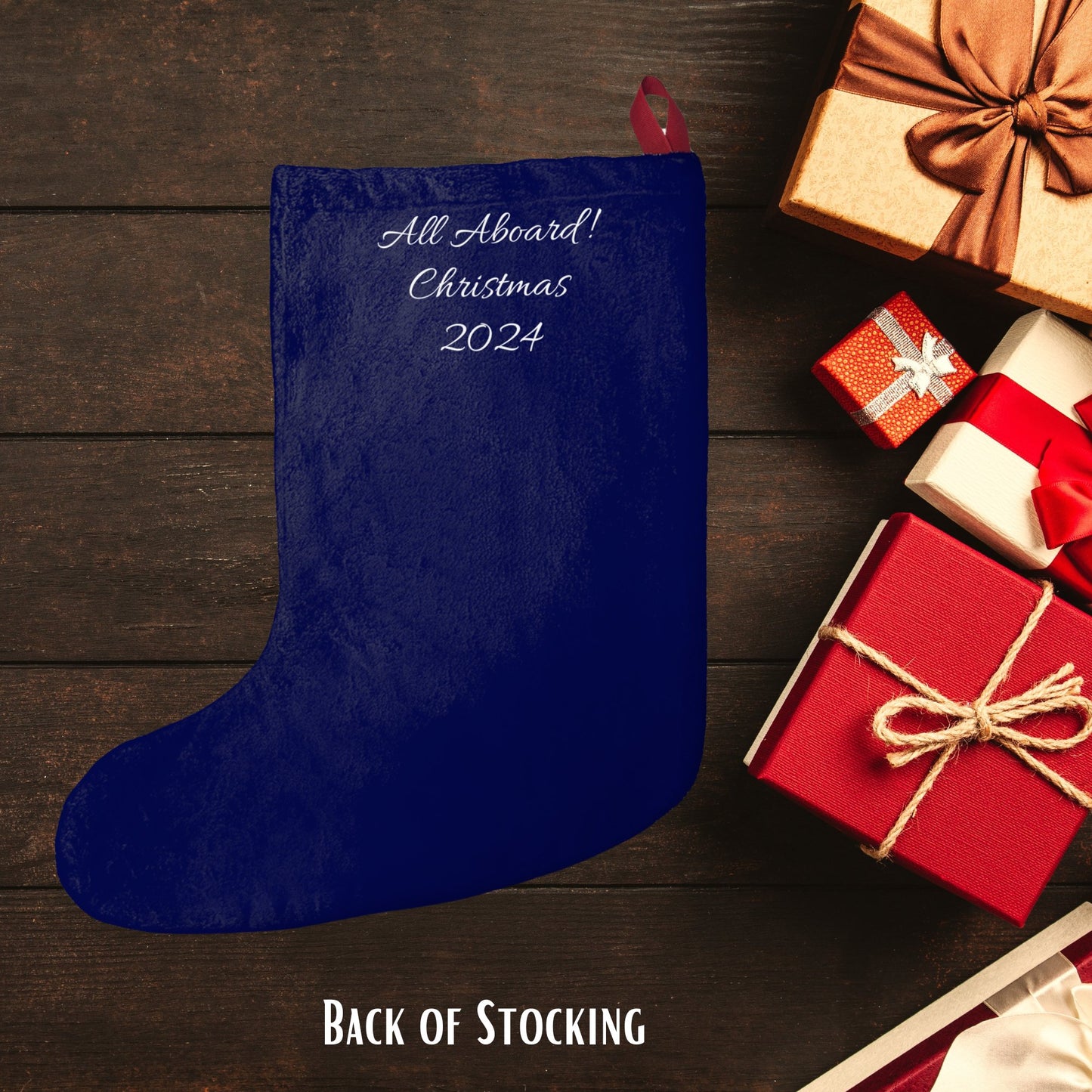 New Christmas Train Stocking 2024 Design - Large Vintage Steam Train Art For Christmas - FlooredByArt