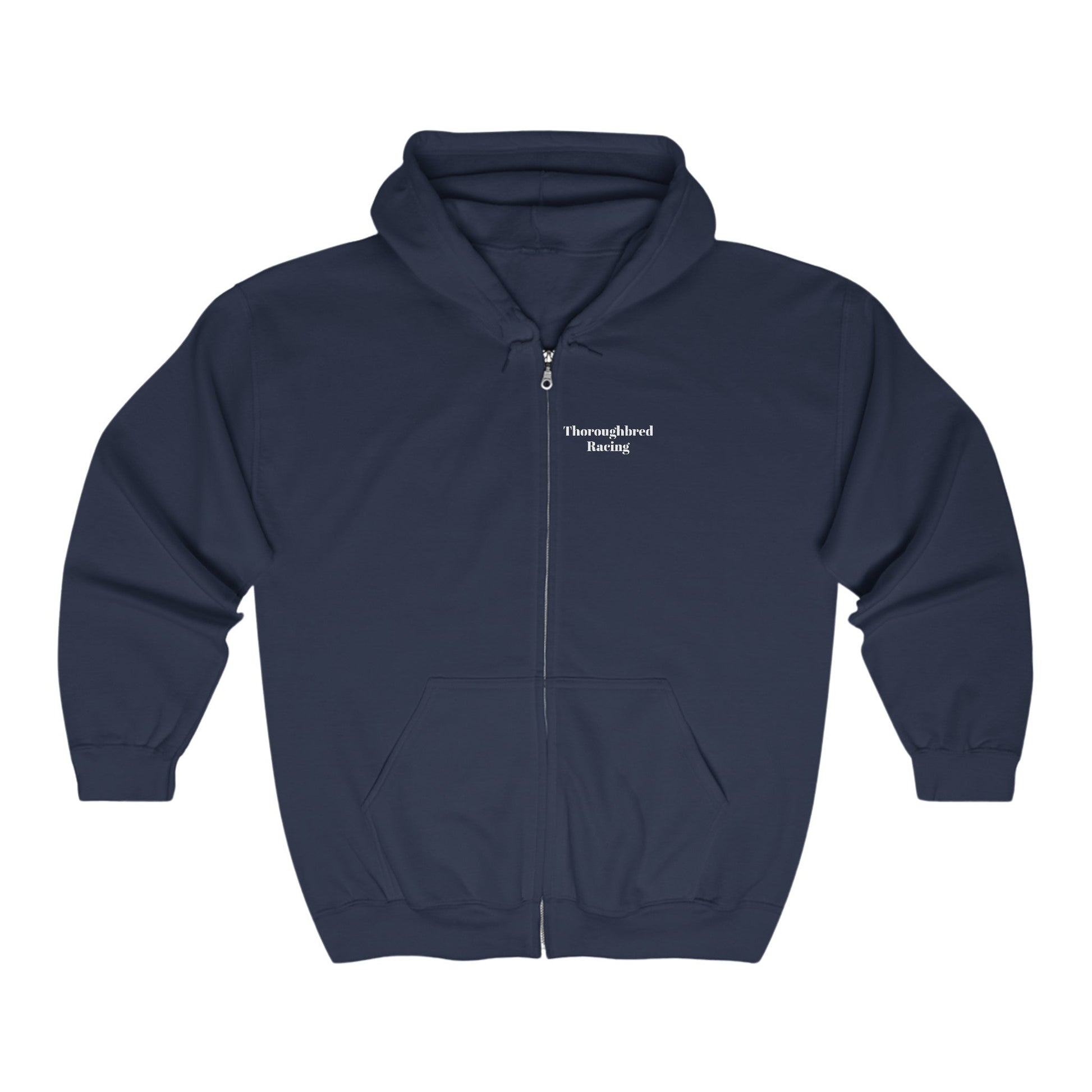 Original Horseracing Full Zip Jacket, Black Marker Drawing, Jockey on Horse, "Home Stretch" - FlooredByArt