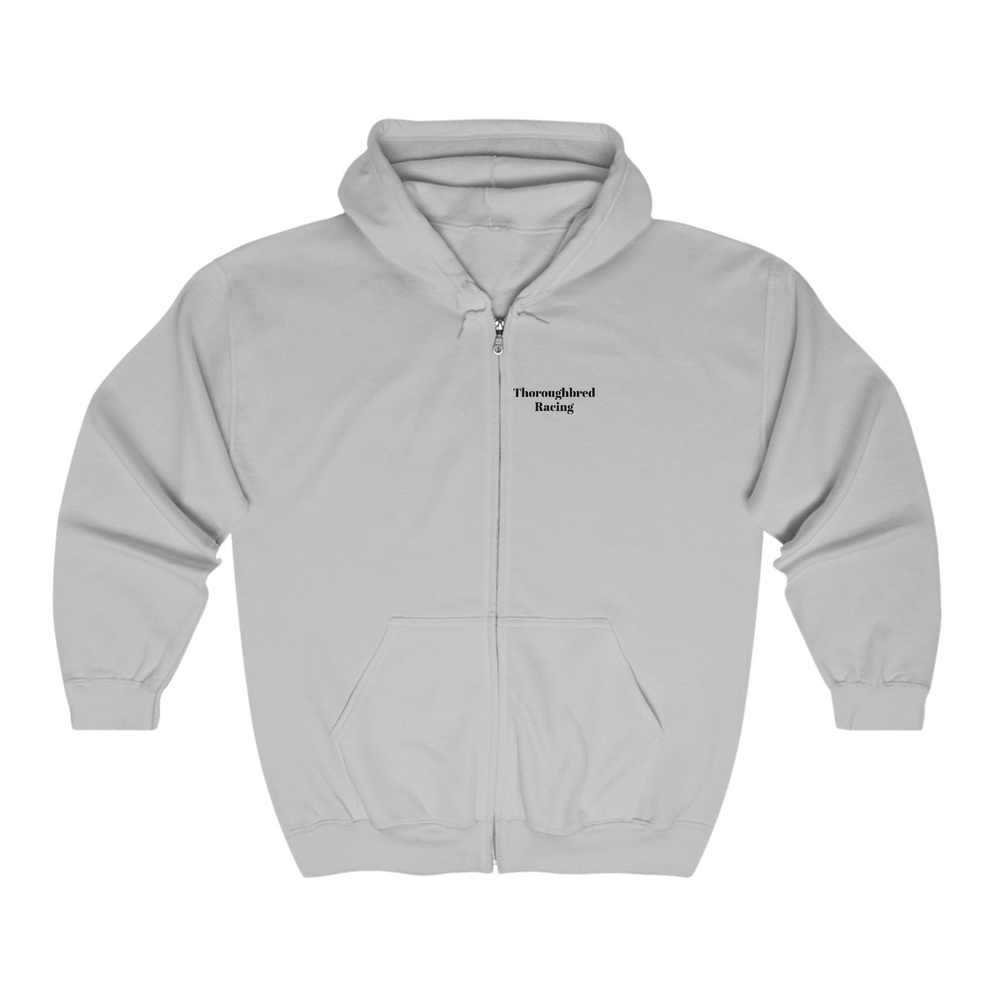 Original Horseracing Full Zip Jacket, Black Marker Drawing, Jockey on Horse, "Home Stretch" - FlooredByArt