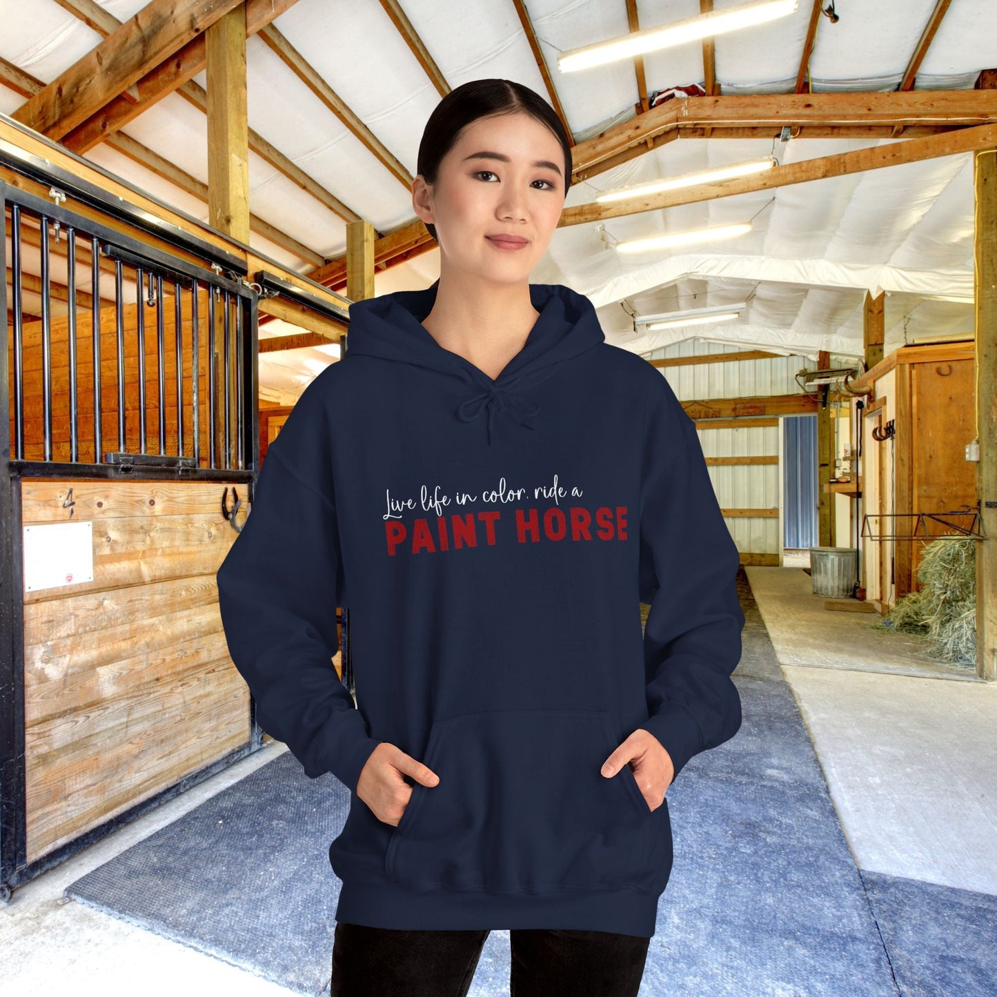 Paint Horse Hoodie – “Live Life in Color” Appaloosa Sweatshirt for Horse Lovers - FlooredByArt