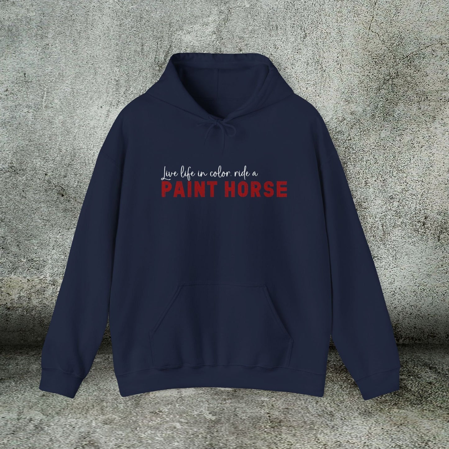 Paint Horse Hoodie – “Live Life in Color” Appaloosa Sweatshirt for Horse Lovers - FlooredByArt