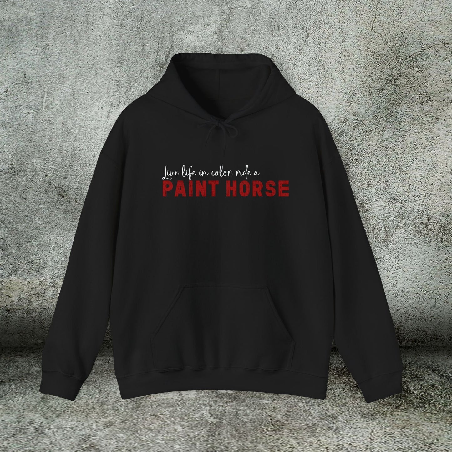 Paint Horse Hoodie – “Live Life in Color” Appaloosa Sweatshirt for Horse Lovers - FlooredByArt