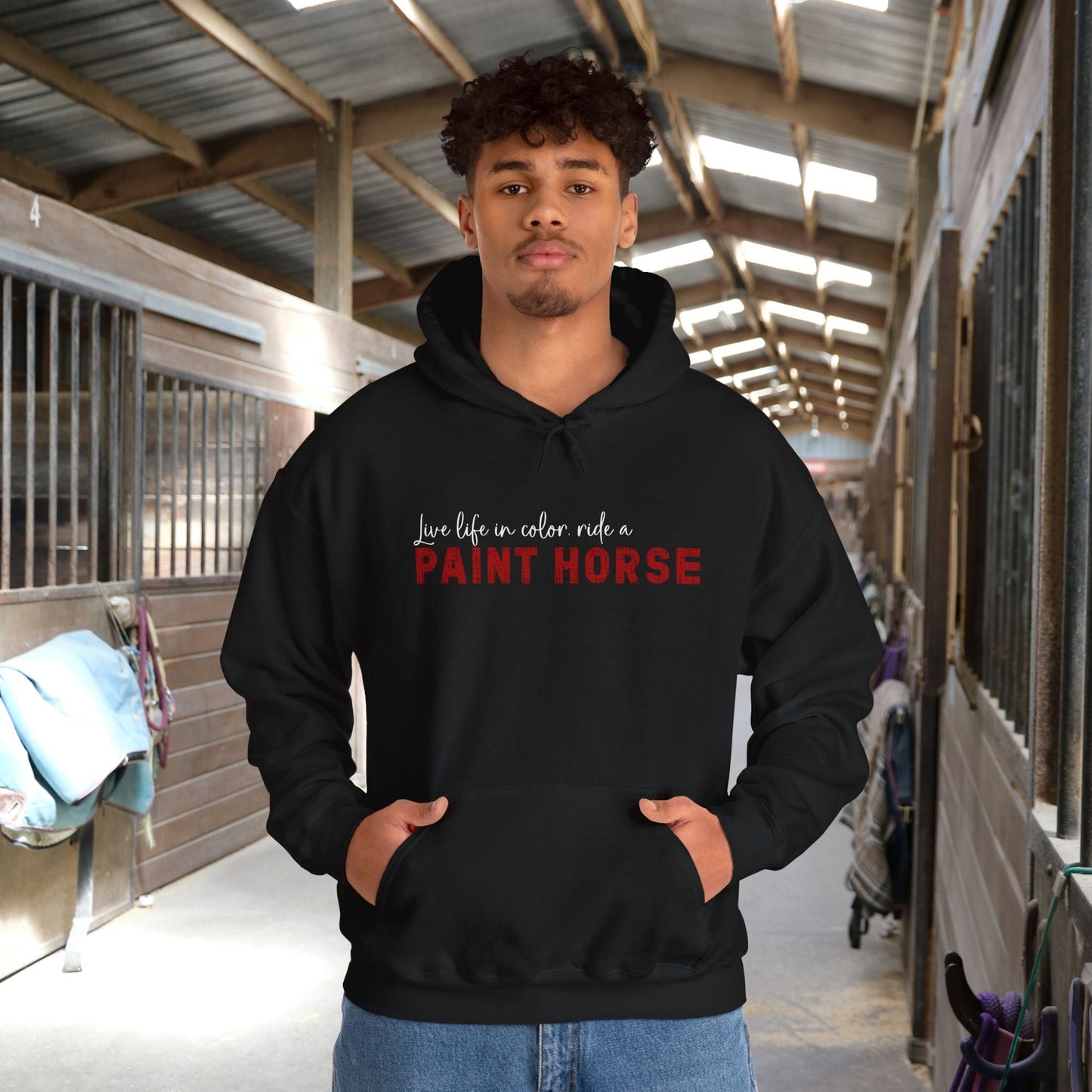 Paint Horse Hoodie – “Live Life in Color” Appaloosa Sweatshirt for Horse Lovers - FlooredByArt