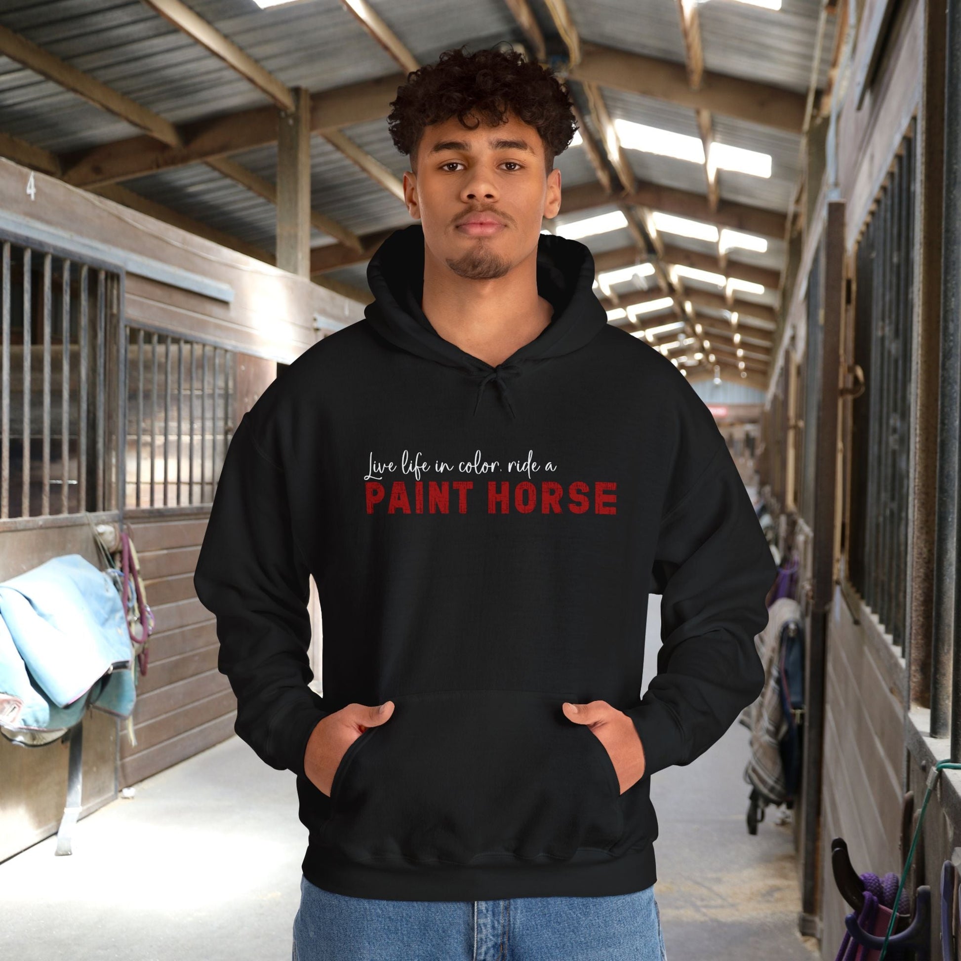 Paint Horse Hoodie – “Live Life in Color” Appaloosa Sweatshirt for Horse Lovers - FlooredByArt