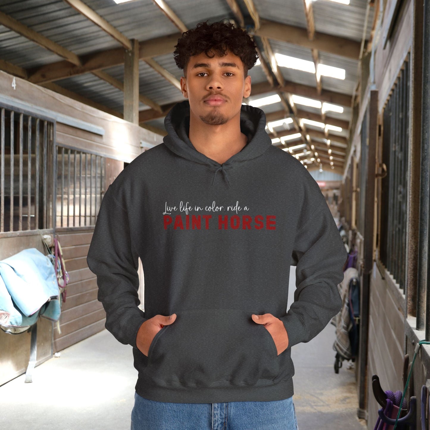 Paint Horse Hoodie – “Live Life in Color” Appaloosa Sweatshirt for Horse Lovers - FlooredByArt