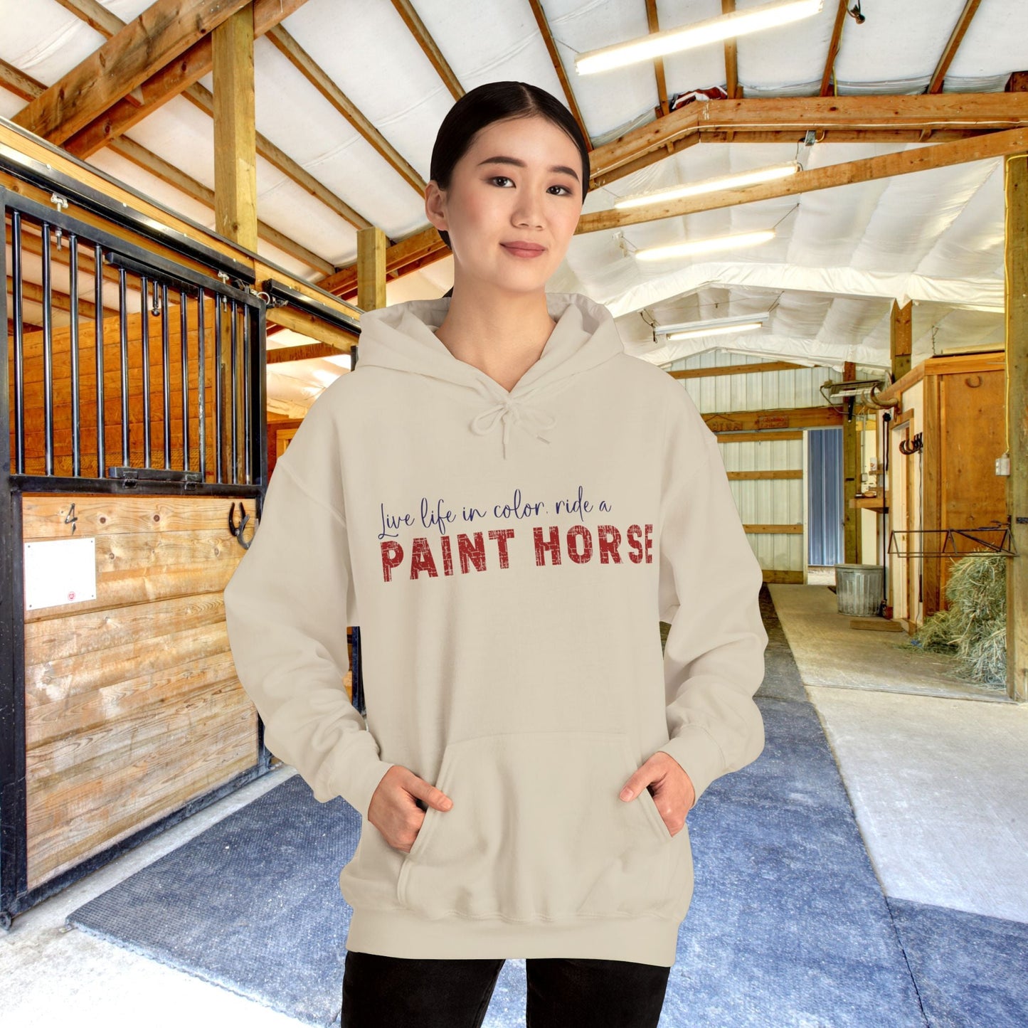 Paint Horse Hoodie – “Live Life in Color” Appaloosa Sweatshirt for Horse Lovers - FlooredByArt