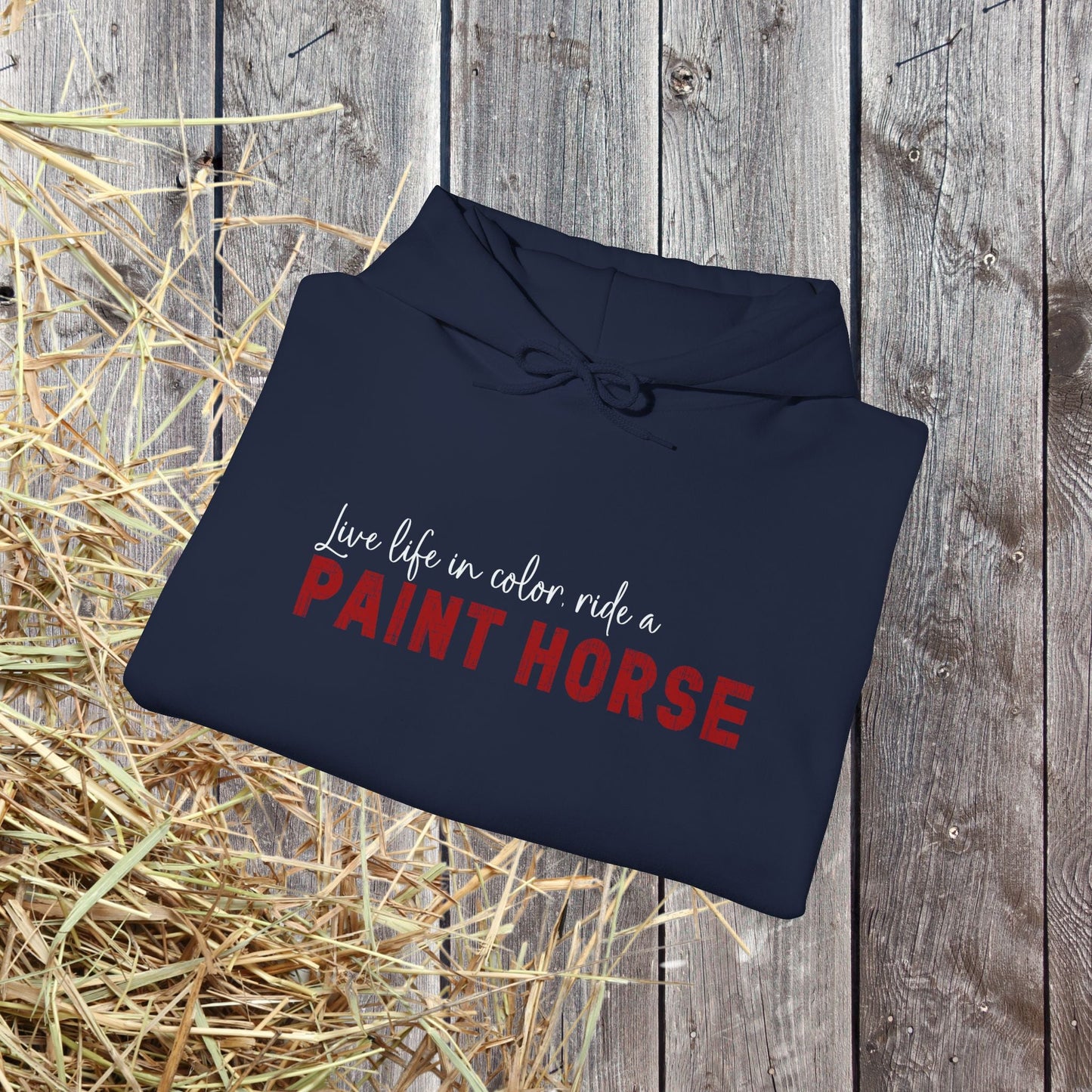 Paint Horse Hoodie – “Live Life in Color” Appaloosa Sweatshirt for Horse Lovers - FlooredByArt