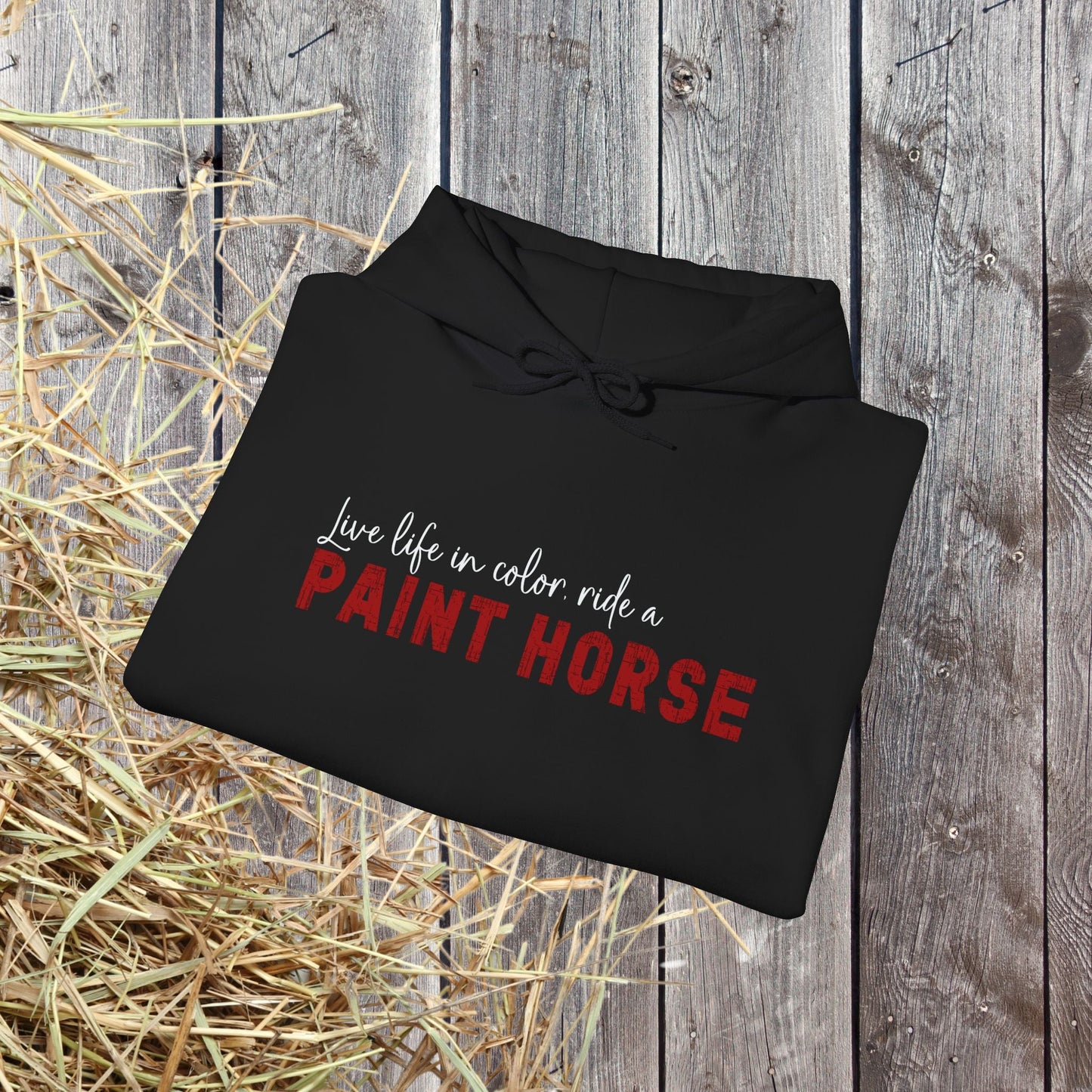 Paint Horse Hoodie – “Live Life in Color” Appaloosa Sweatshirt for Horse Lovers - FlooredByArt