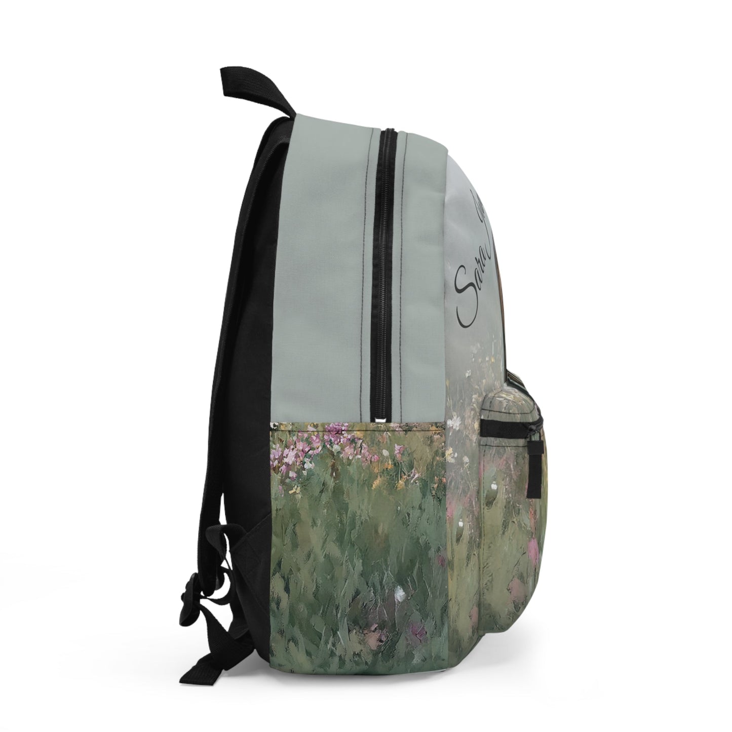 Personalized Bay Horse Backpack - Watercolor Horse with Blaze in Wildflowers, Equestrian School Bag - FlooredByArt