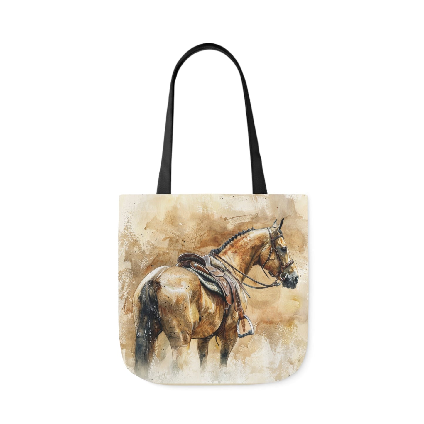 Personalized English Horse Tote Bag, Beautiful Watercolor Horse Art on a Carry All Tote Bag - FlooredByArt