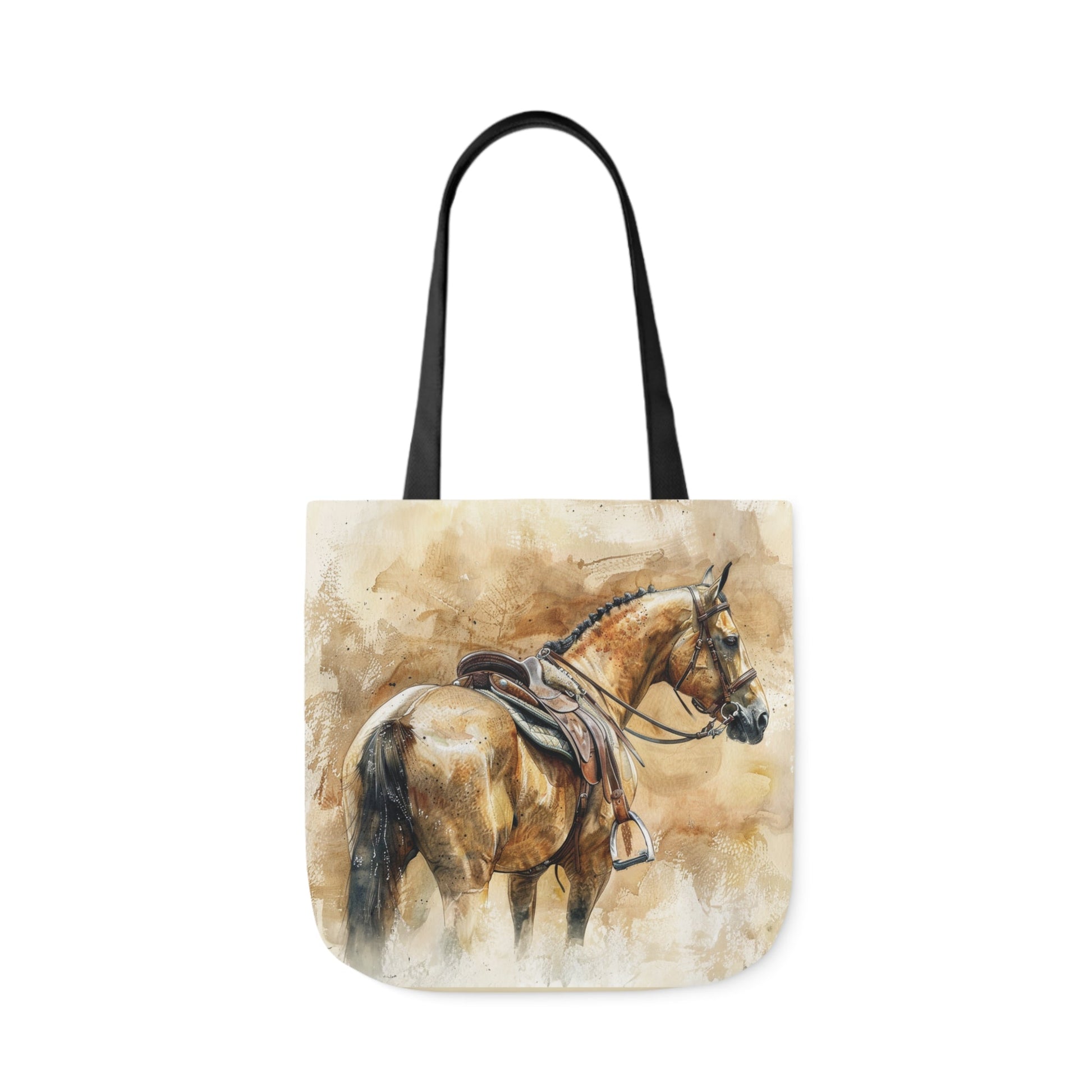 Personalized English Horse Tote Bag, Beautiful Watercolor Horse Art on a Carry All Tote Bag - FlooredByArt