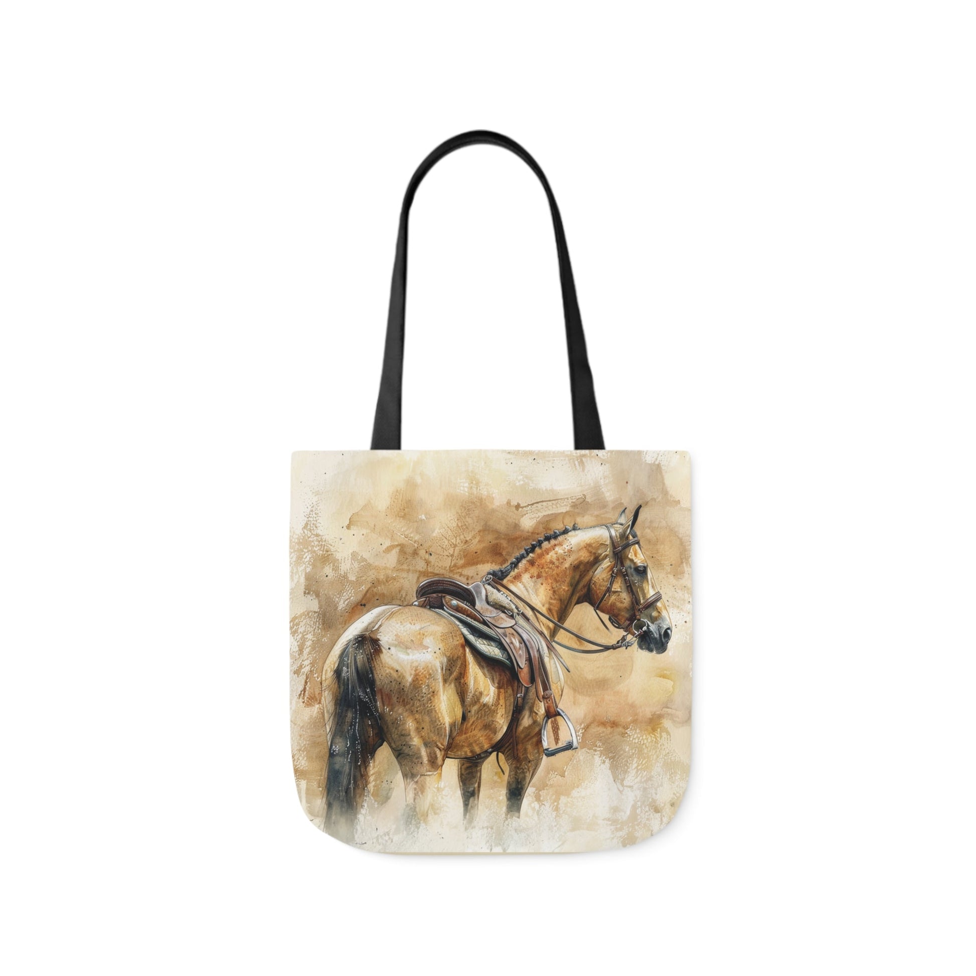 Personalized English Horse Tote Bag, Beautiful Watercolor Horse Art on a Carry All Tote Bag - FlooredByArt