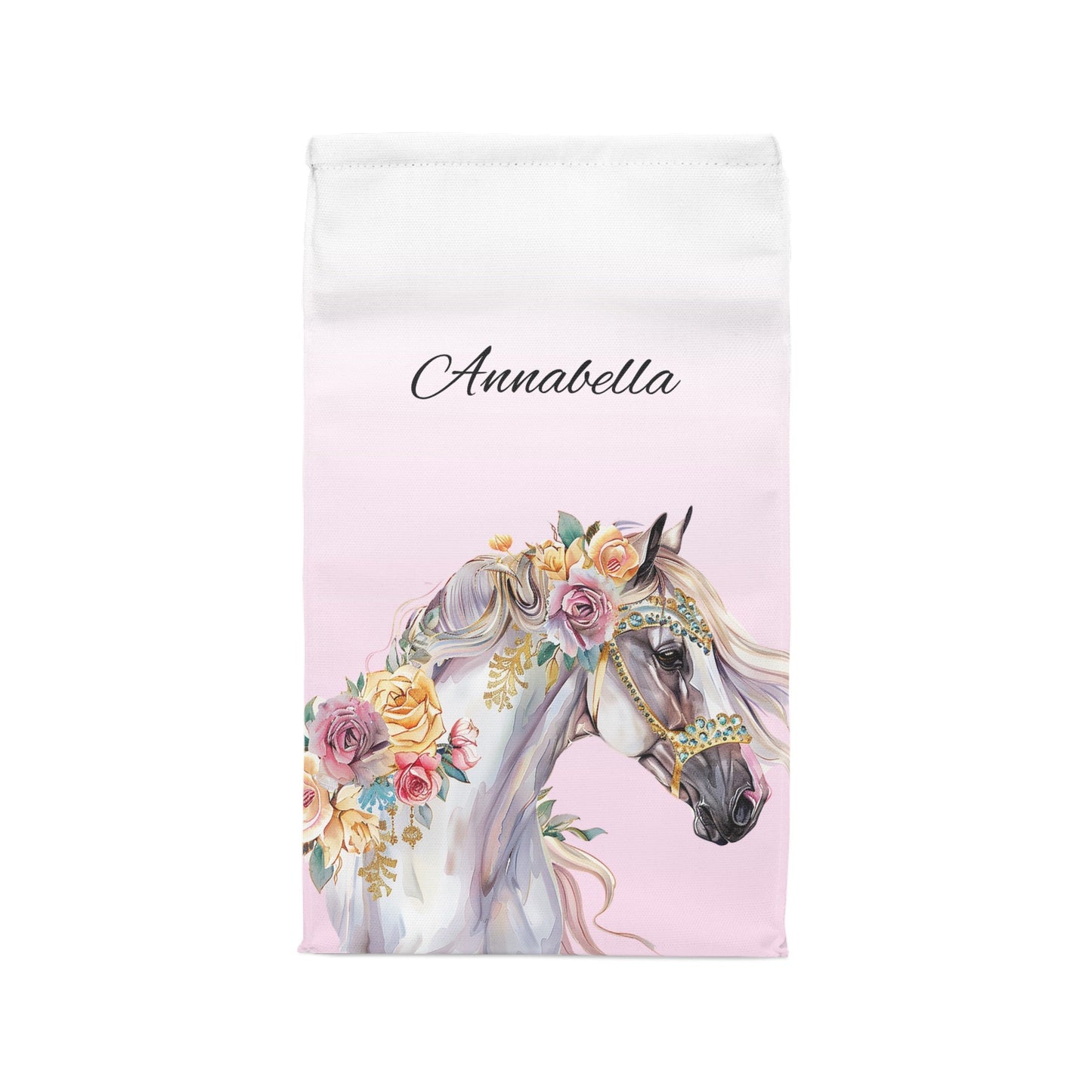Personalized Girls Horse Insulated Lunch Bag, Back to School Lunch Bag for Horse Lover Gift Lunch Bag for Girls - FlooredByArt