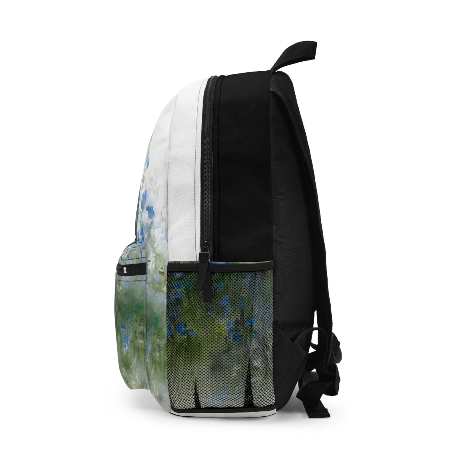 Personalized Gray Mare Backpack - Watercolor Art Horse & Blue Wildflowers, Equestrian Bookbag - FlooredByArt