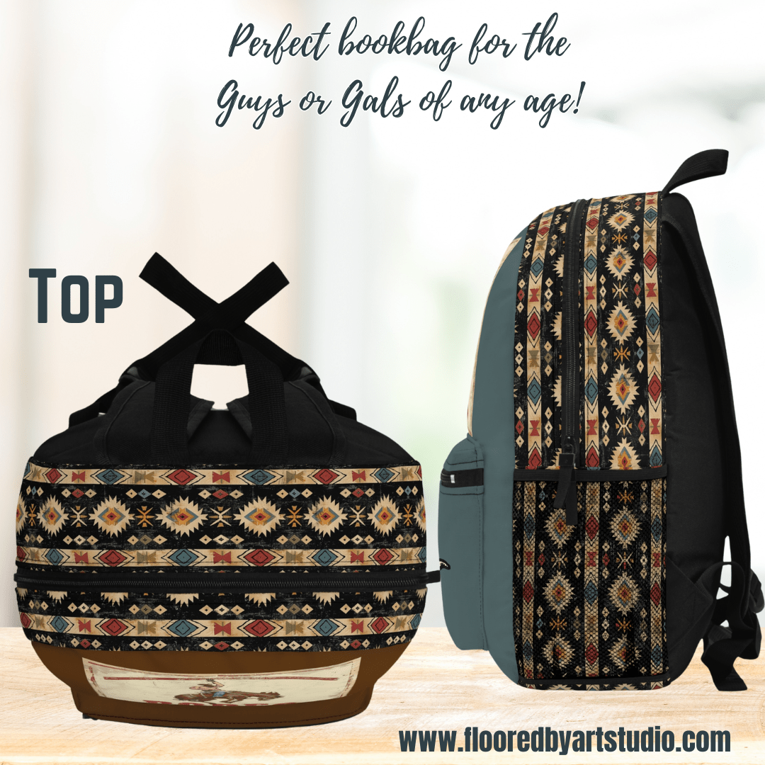 Personalized Rodeo Backpack for Boys – Western Horse and Aztec Design Bookbag - FlooredByArt
