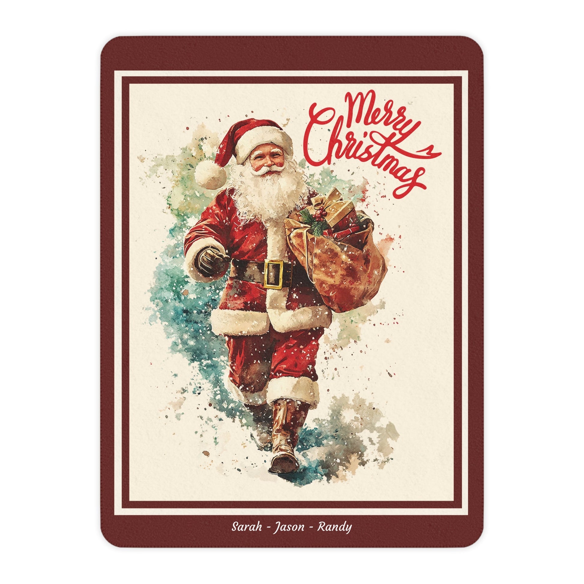 Personalized Santa Claus Throw Blanket, Retro Santa Art Gift - FlooredByArt