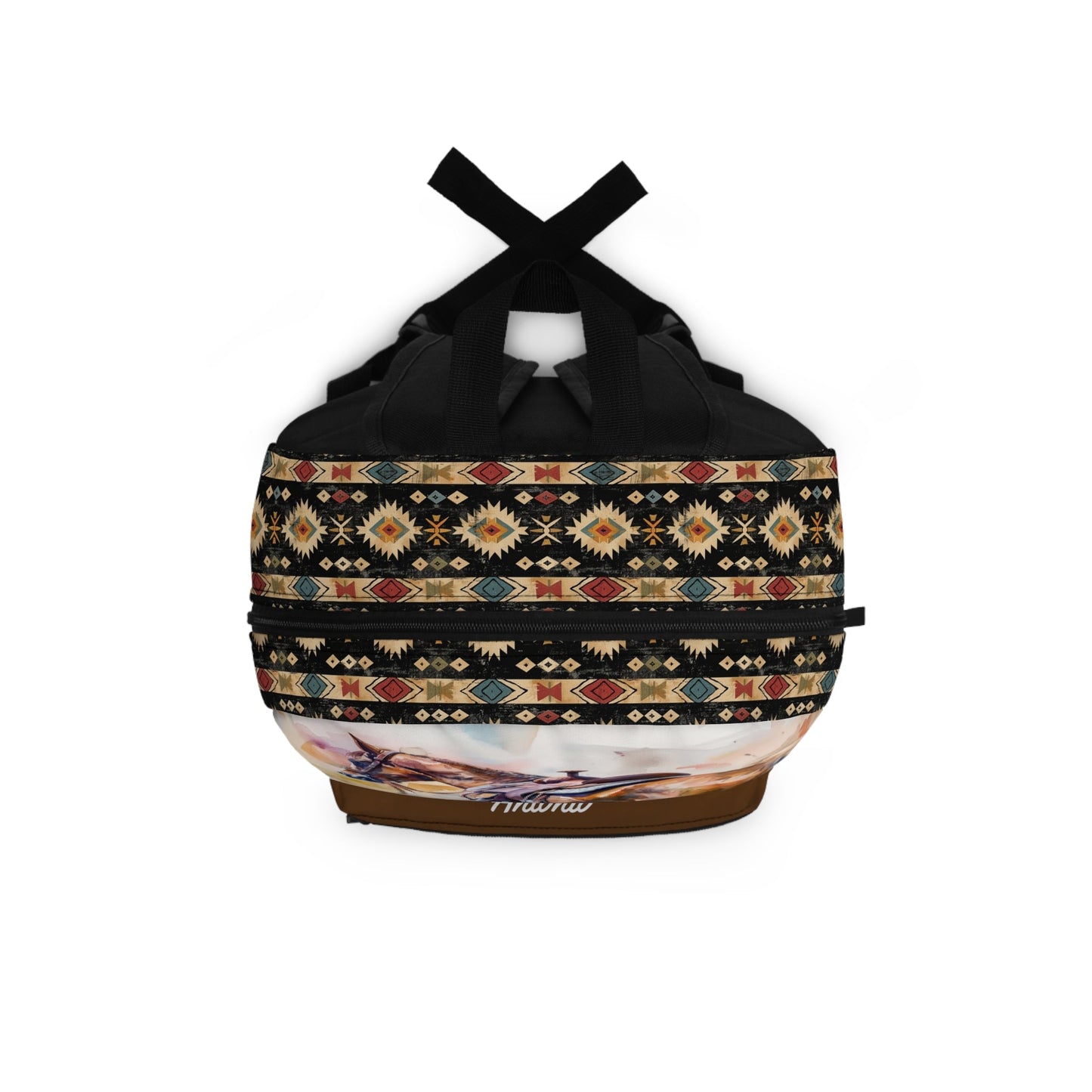 Personalized Western Horse Backpack with Aztec Design, Fun and Beautiful Watercolor - FlooredByArt
