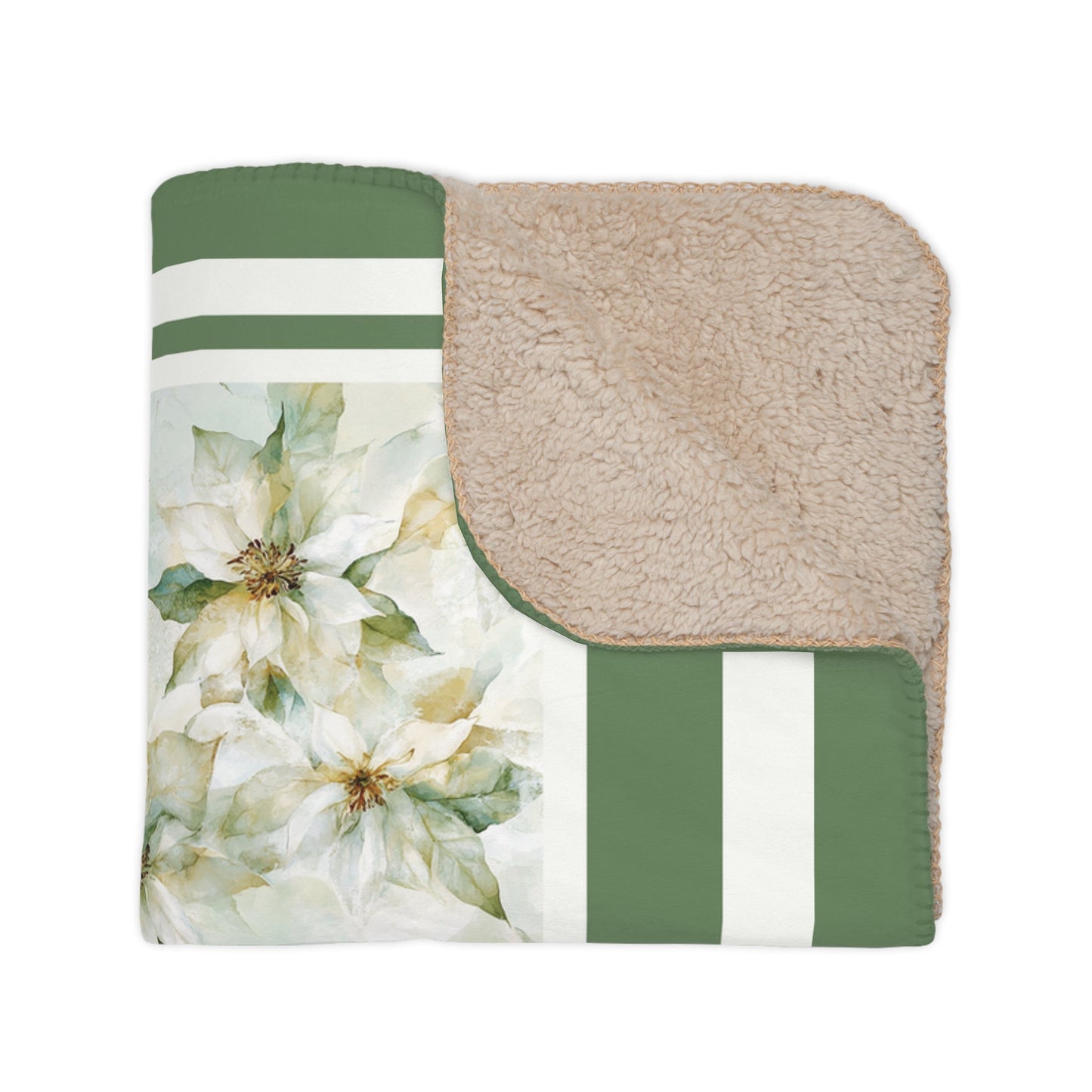 Personalized White Pointsettia Christmas Blanket, Holiday Floral Red Throw, Personalized, Mom, Grandmother Gift, or Memory Blanket - FlooredByArt