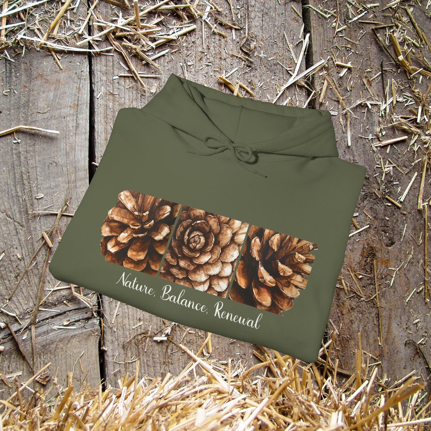 Pinecone Inspiration Hoodie, Pinecone Hiking Sweatshirt, Life Renewal Sweater, Mountains Shirt - FlooredByArt