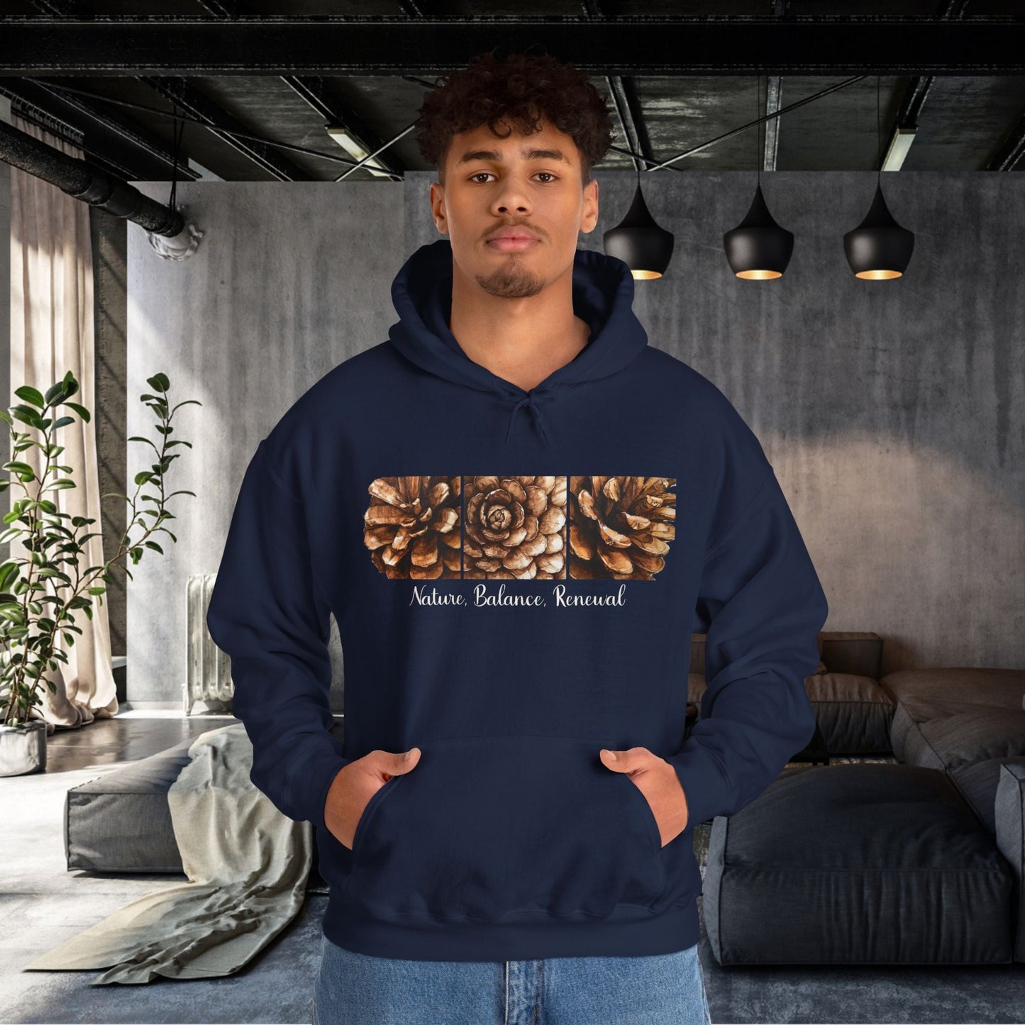 Pinecone Inspiration Hoodie, Pinecone Hiking Sweatshirt, Life Renewal Sweater, Mountains Shirt - FlooredByArt
