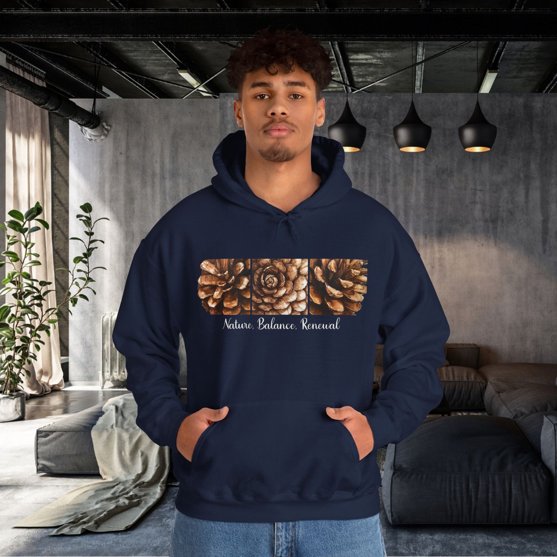 Pinecone Inspiration Hoodie, Pinecone Hiking Sweatshirt, Life Renewal Sweater, Mountains Shirt - FlooredByArt
