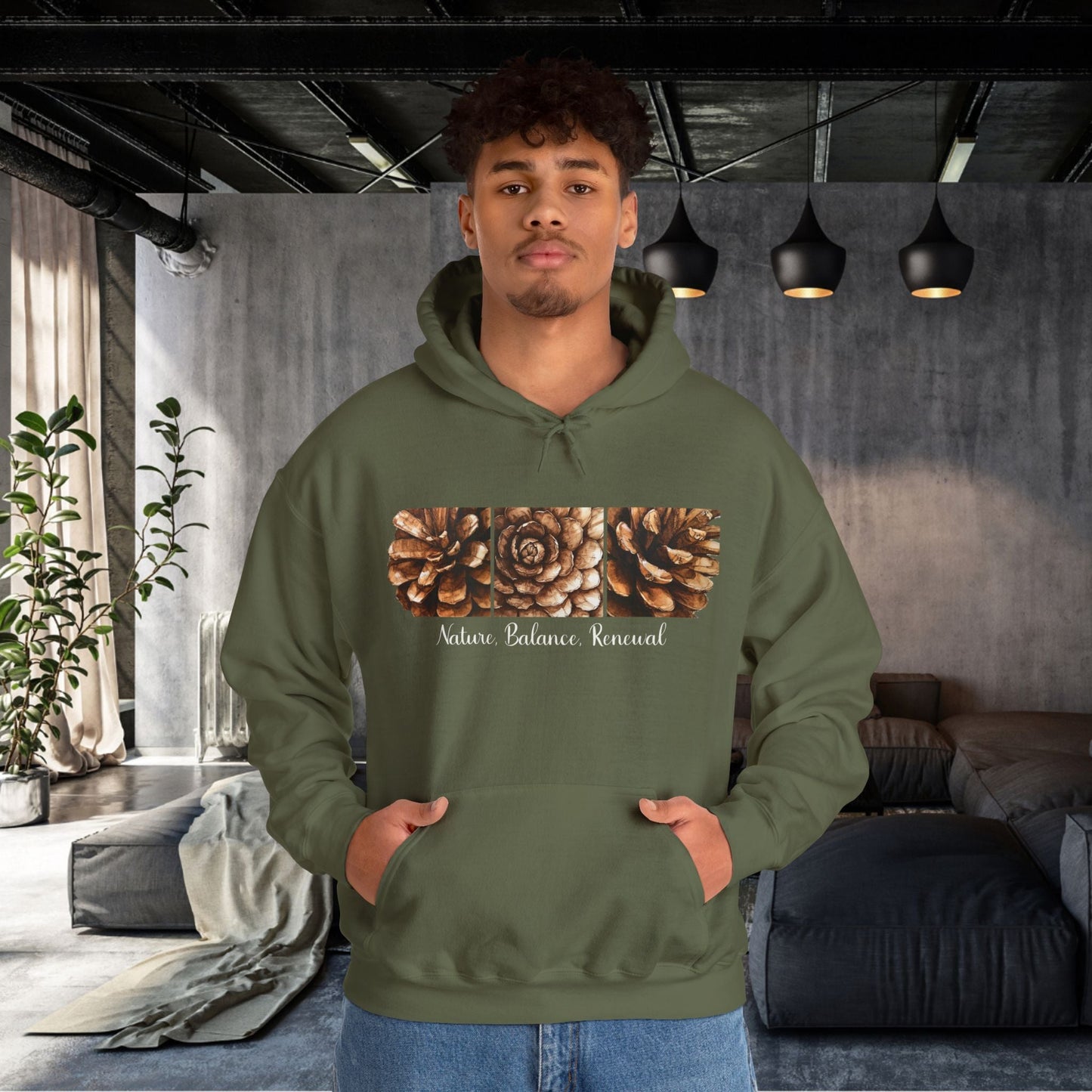 Pinecone Inspiration Hoodie, Pinecone Hiking Sweatshirt, Life Renewal Sweater, Mountains Shirt - FlooredByArt