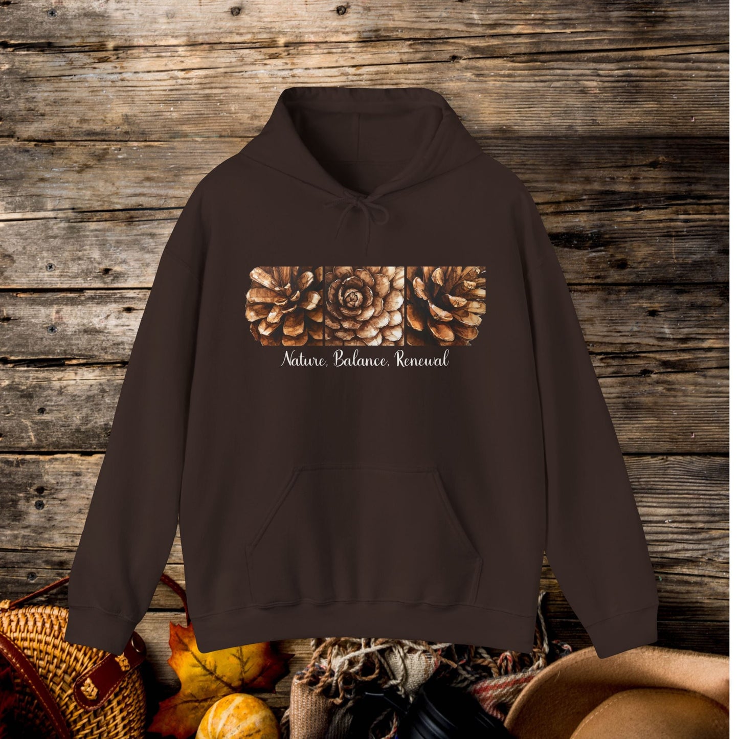 Pinecone Inspiration Hoodie, Pinecone Hiking Sweatshirt, Life Renewal Sweater, Mountains Shirt - FlooredByArt